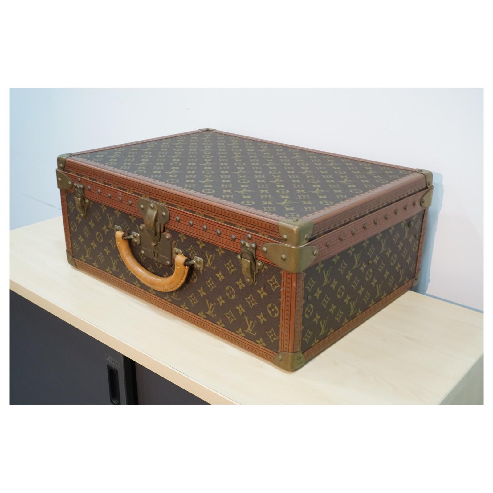 Louis Vuitton Alzer 65 M21227 Monogram Trunk Hard Case Handbag Luggage Bag  Brown