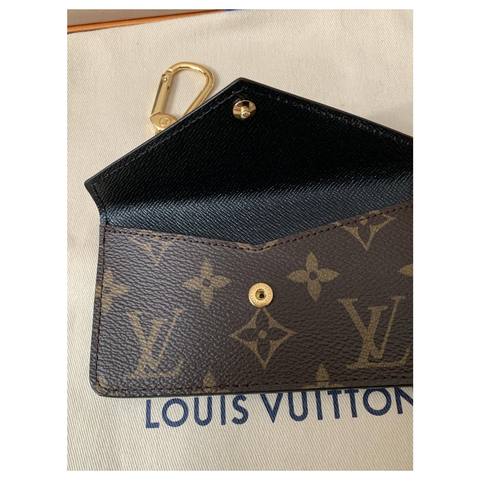 Louis Vuitton Monogram lined-sided card holder NEW Brown Cloth ref