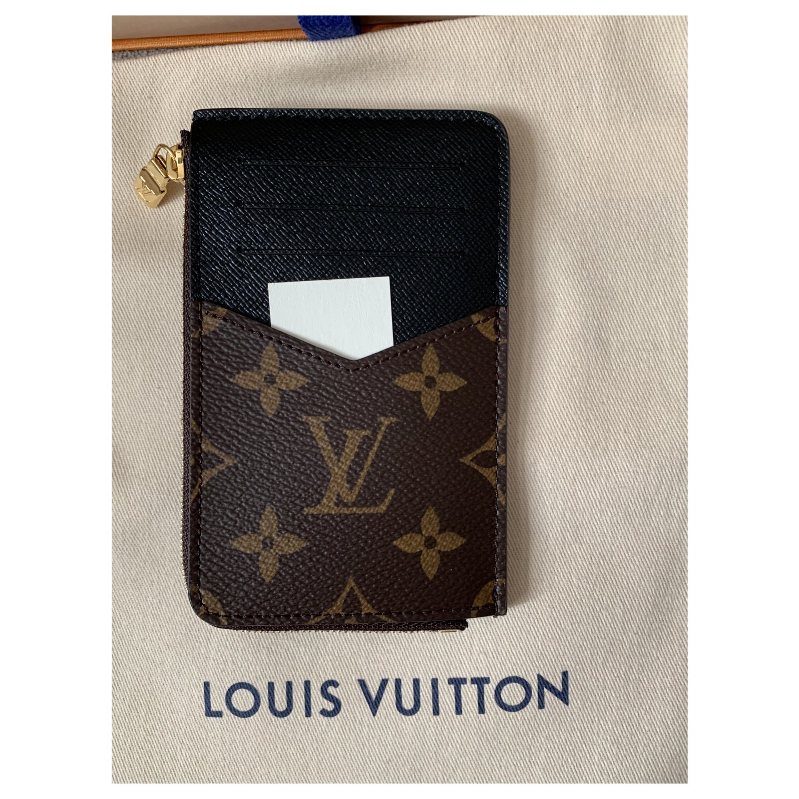 Louis Vuitton Monogram lined-sided card holder NEW Brown Cloth ref