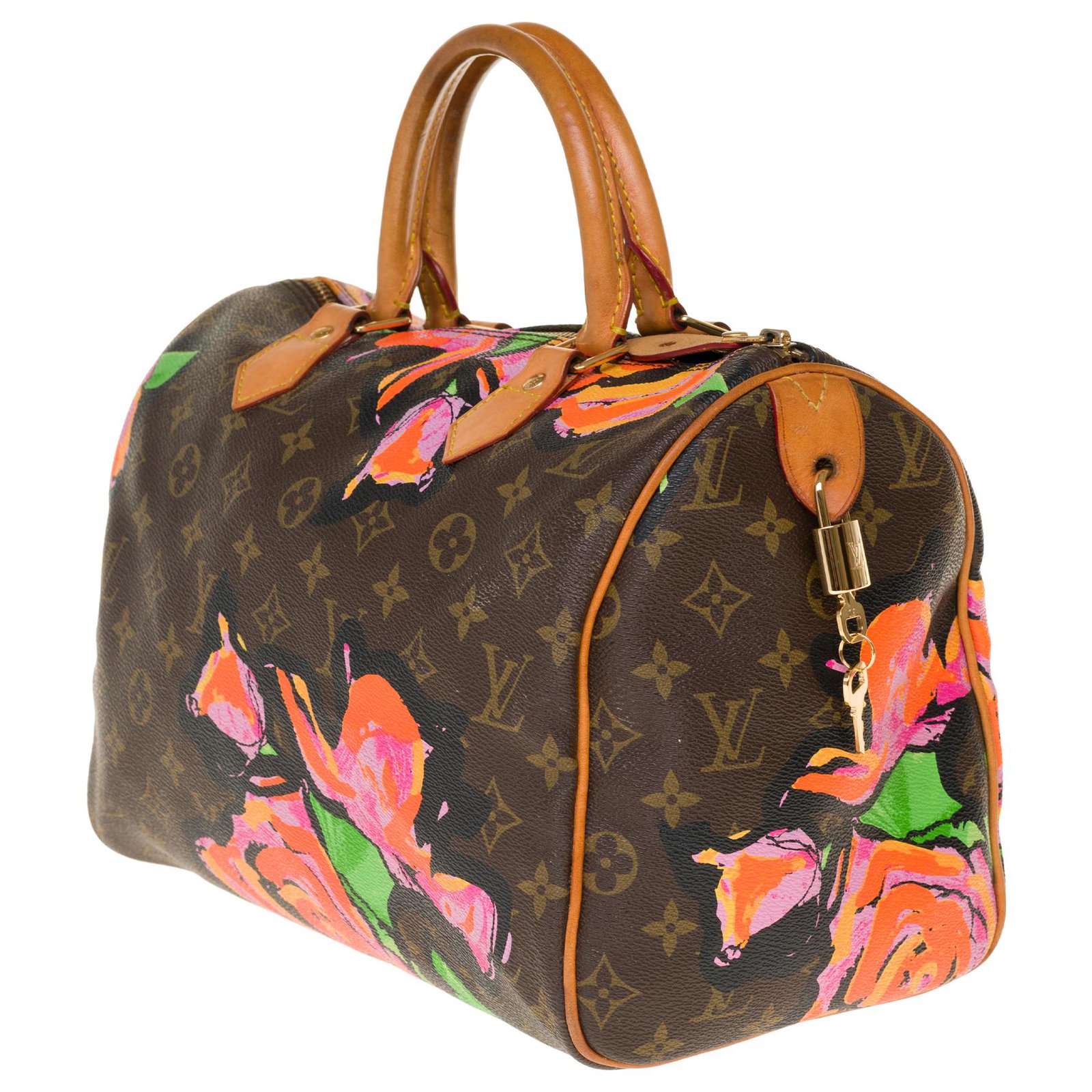 Louis Vuitton LV Monogram Rose Speedy 30 Duffle Hand Bag Women