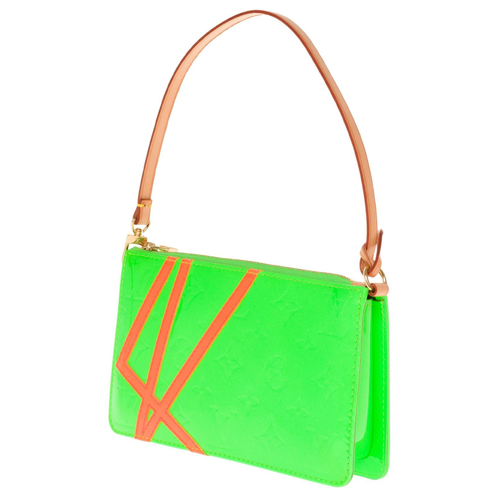 Louis Vuitton Lexington Robert Wilson limited edition pouch in green patent  leather and neon orange, New condition ref.245973 - Joli Closet