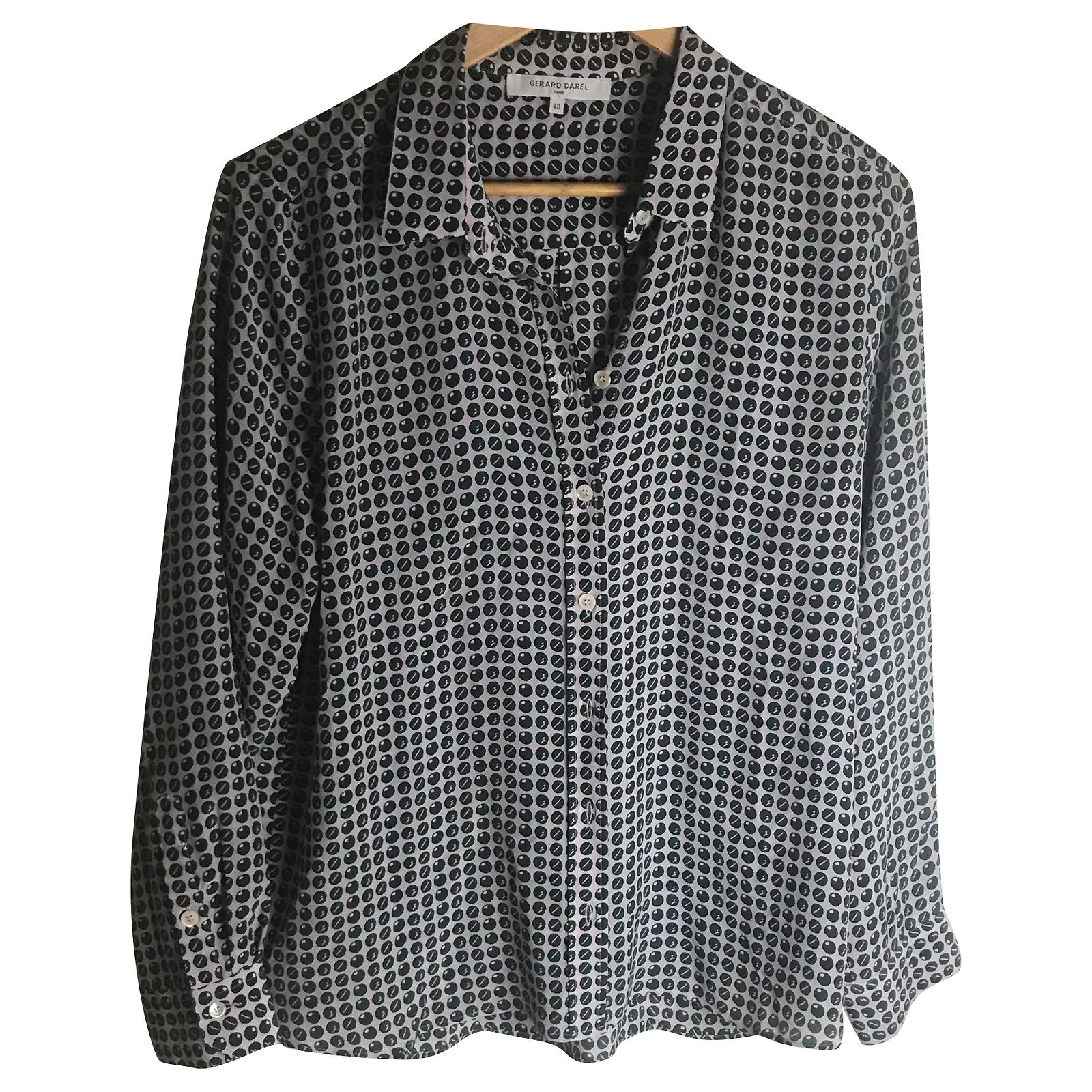Blouse En Soie Gérard Darel - Taille 36 - Gris - Style Tunique - Manches Courtes - Occasion TB