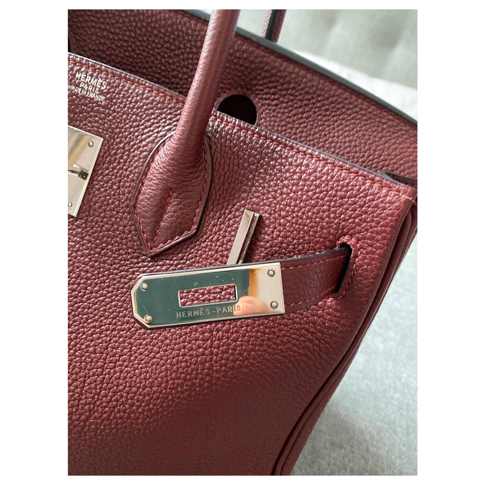 Acapulco Hermès Birkin 30 Togo PHW Dark red Leather ref.250099