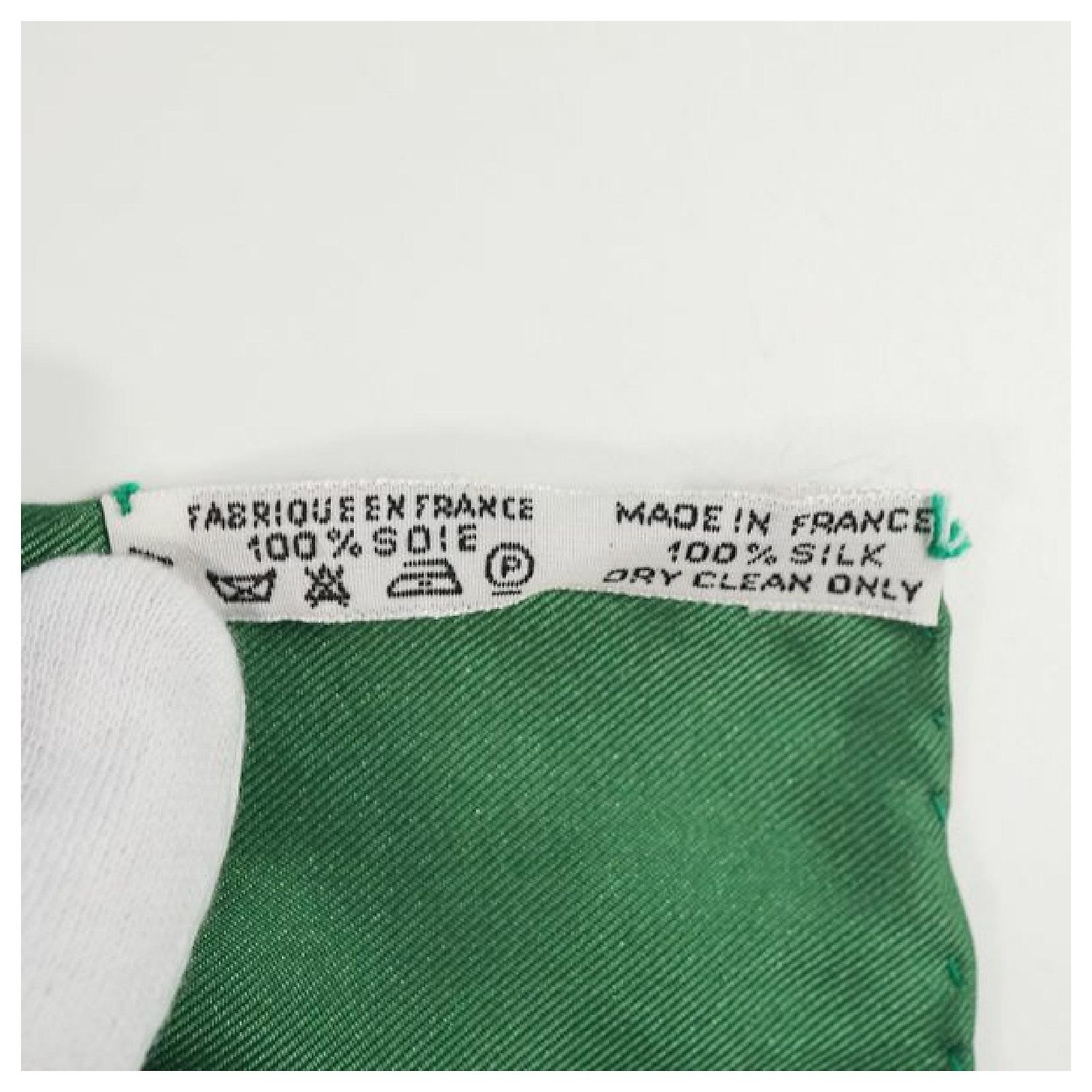 Foulard Hermès Soie Carré 90 Vert/Beige Carte Du Monde Paris - Occasion Très Bon État