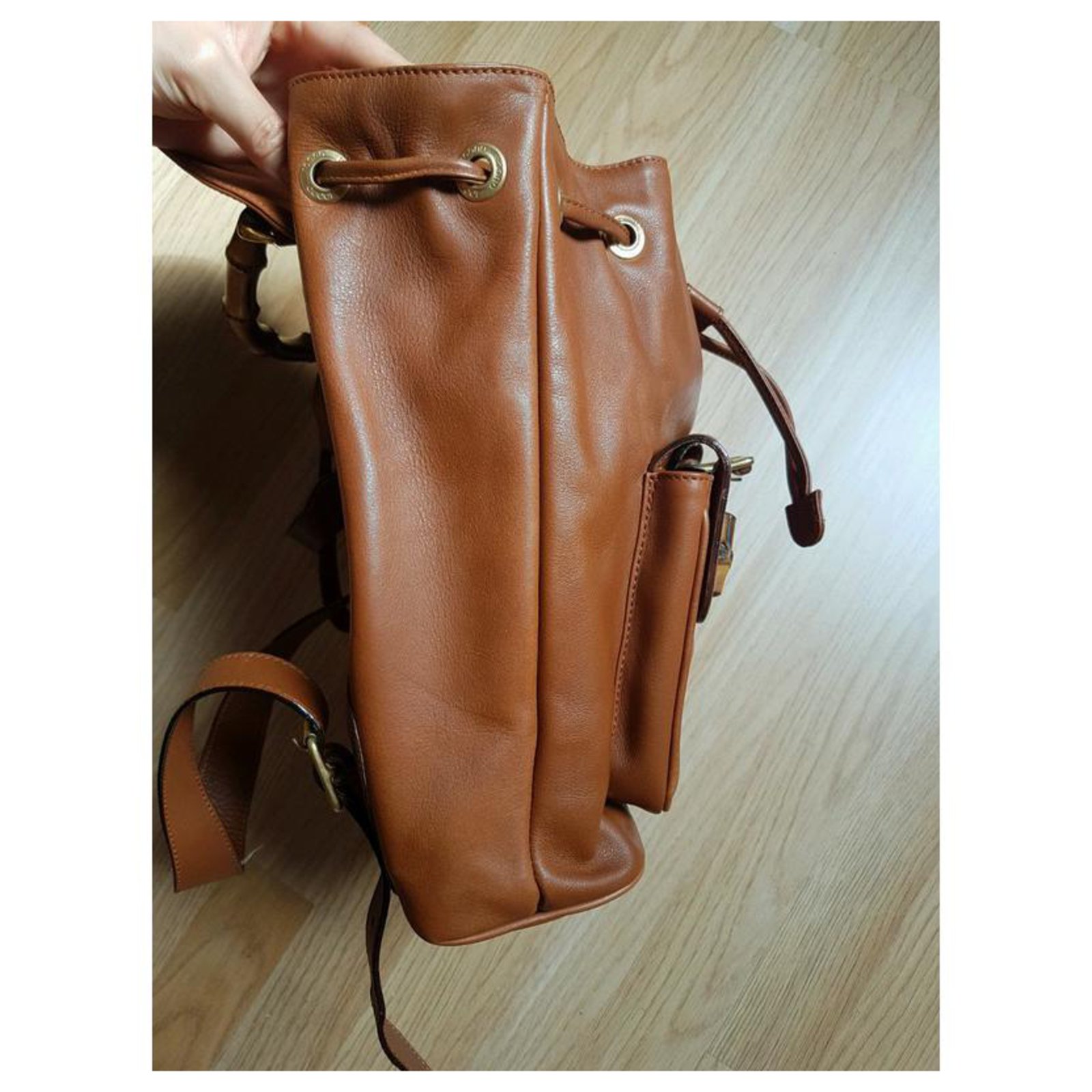 GUCCI Bamboo Leather Shoulder bag Brown Vintage 5bwuc7 – VintageShop solo