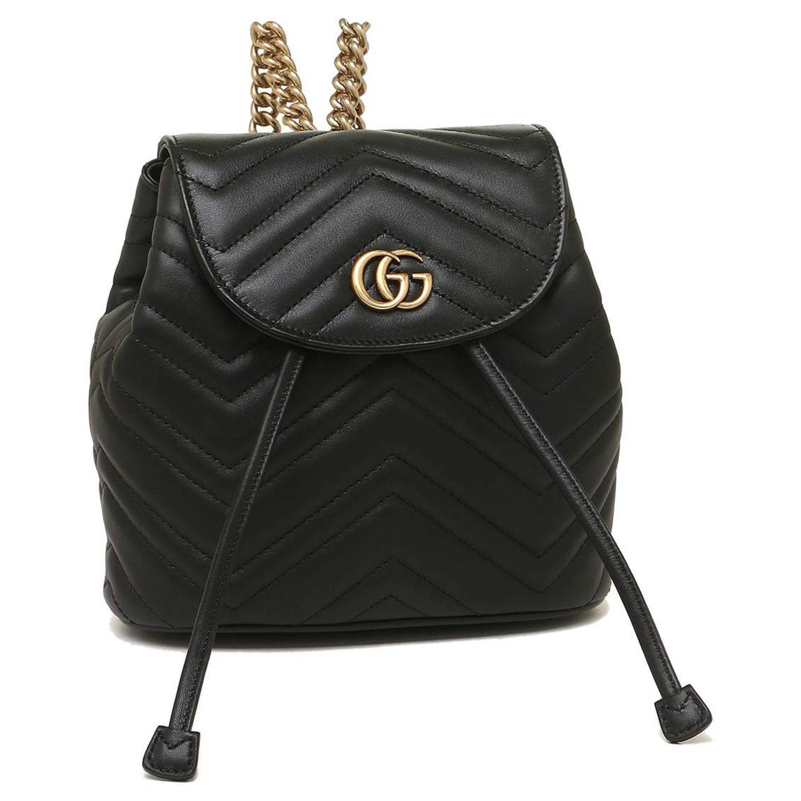 Gucci Gg Marmont Quilted Backpack Black Leather Ref 248534 Joli Closet