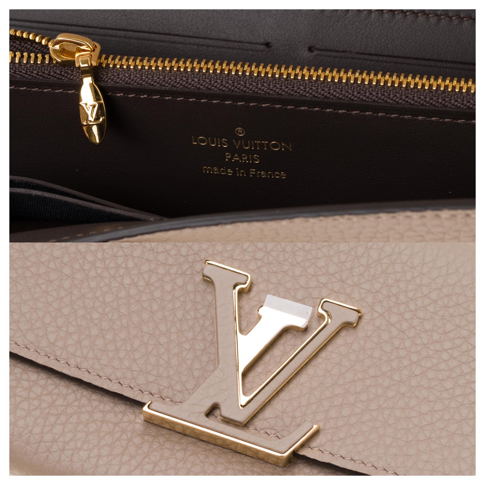 Louis Vuitton Capucines wallet in pebble Taurillon Beige Leather