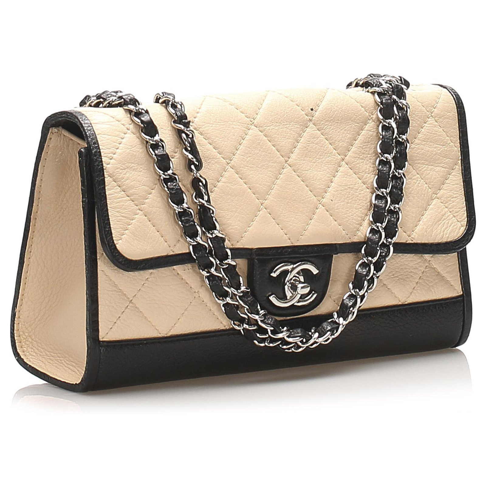 Chanel Brown Quilted CC Single Flap Leather Shoulder Bag