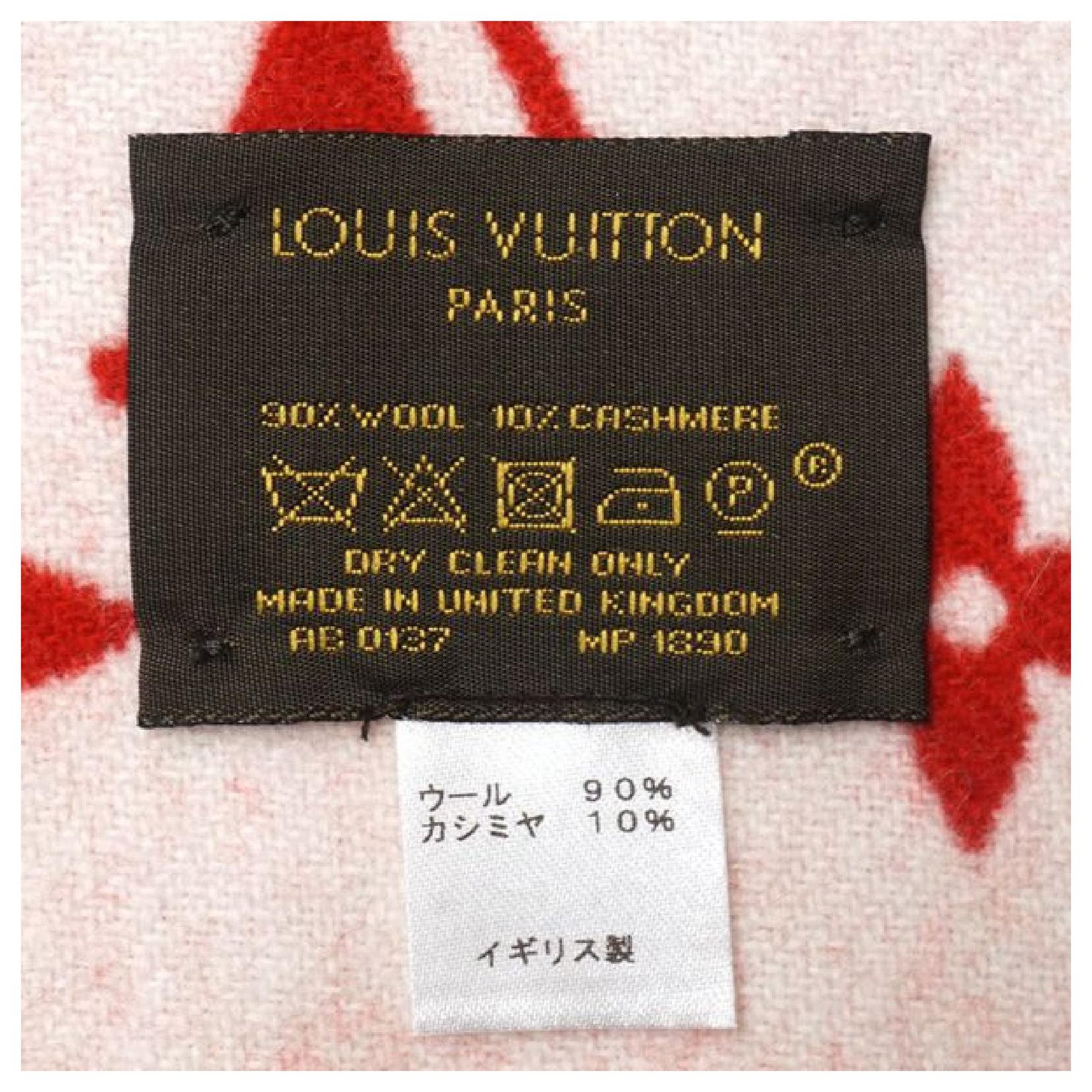LOUIS VUITTON Supreme Monogram Supreme collaboration 17AW Scarf MP1890 red  x white Cashmere Wool ref.249642 - Joli Closet