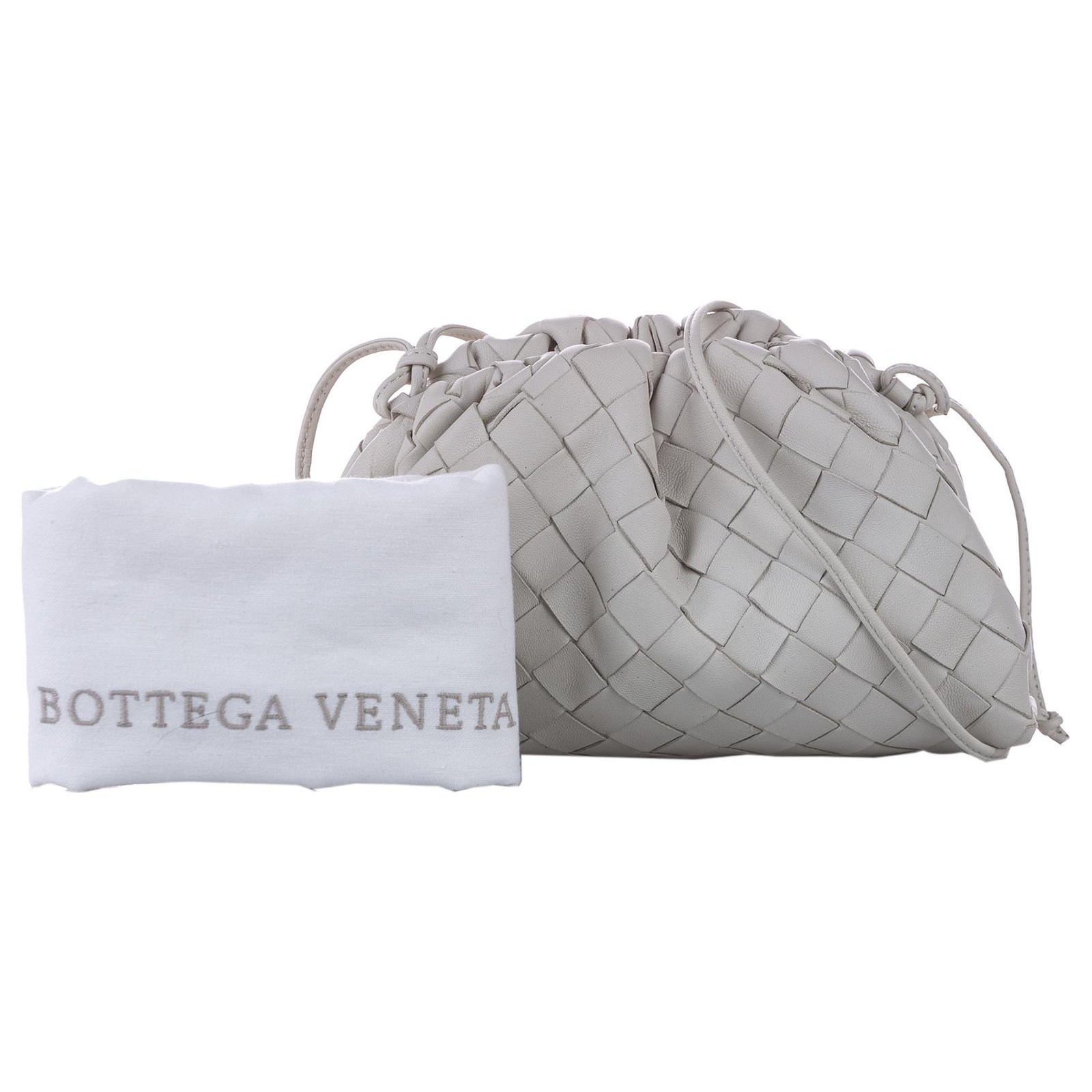 Bottega Veneta White The Mini Pouch 20 Intrecciato Leather Crossbody bag  Pony-style calfskin ref.250443 - Joli Closet