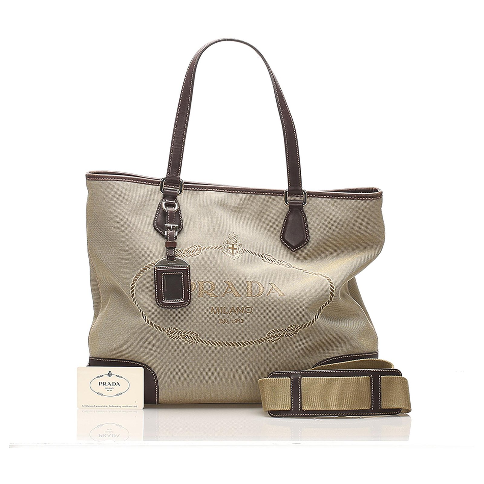 Prada Vintage - Canapa Canvas Tote Bag - Brown Beige - Leather Handbag -  Luxury High Quality - Avvenice