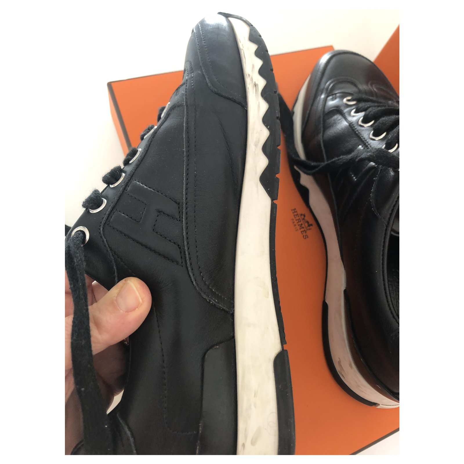 Hermès trail sneakers Black Leather ref.250680 - Joli Closet
