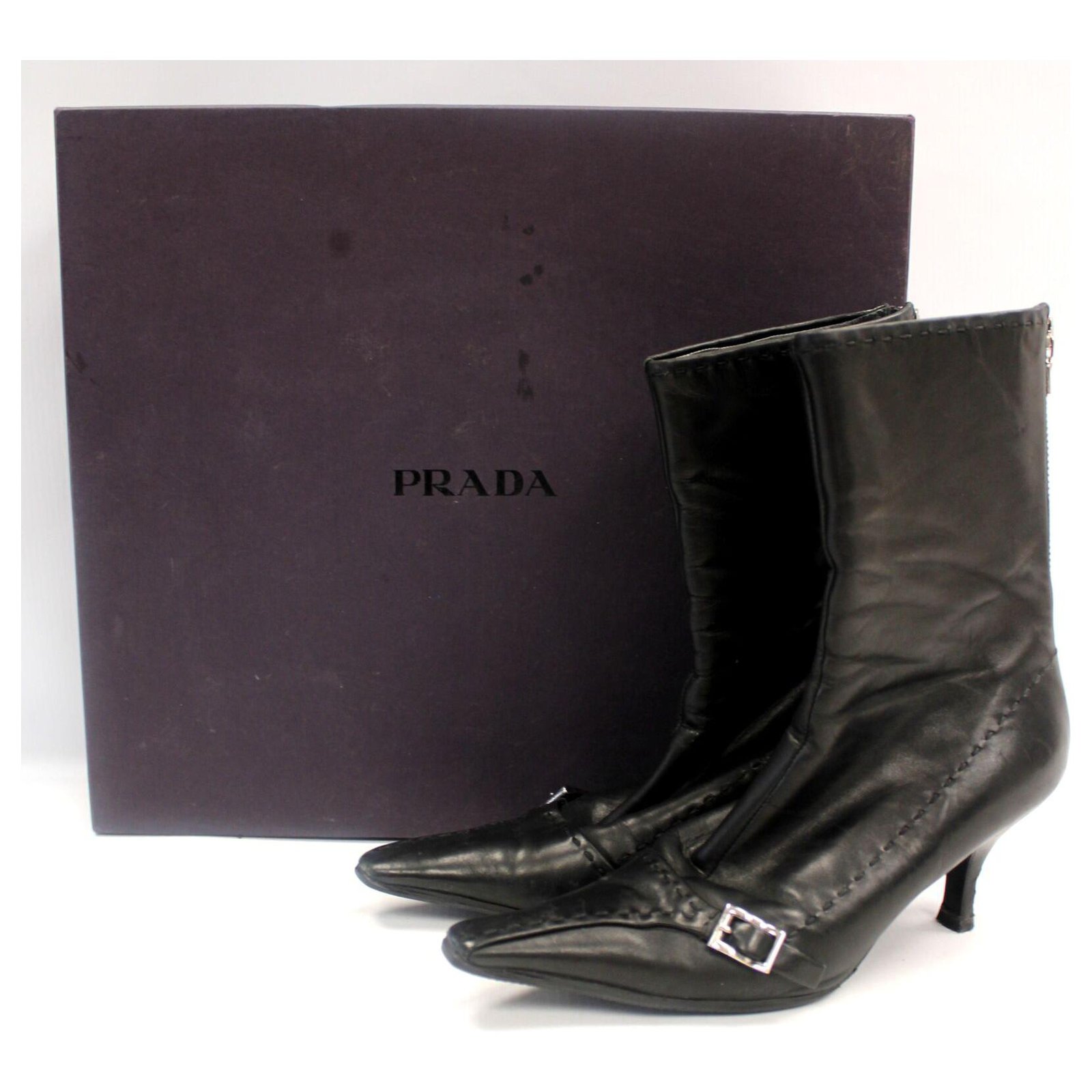Prada boots Black Leather ref.76234 - Joli Closet