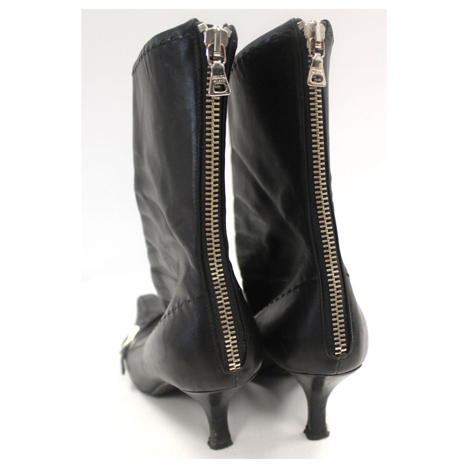 Prada boots Black Leather ref.76234 - Joli Closet