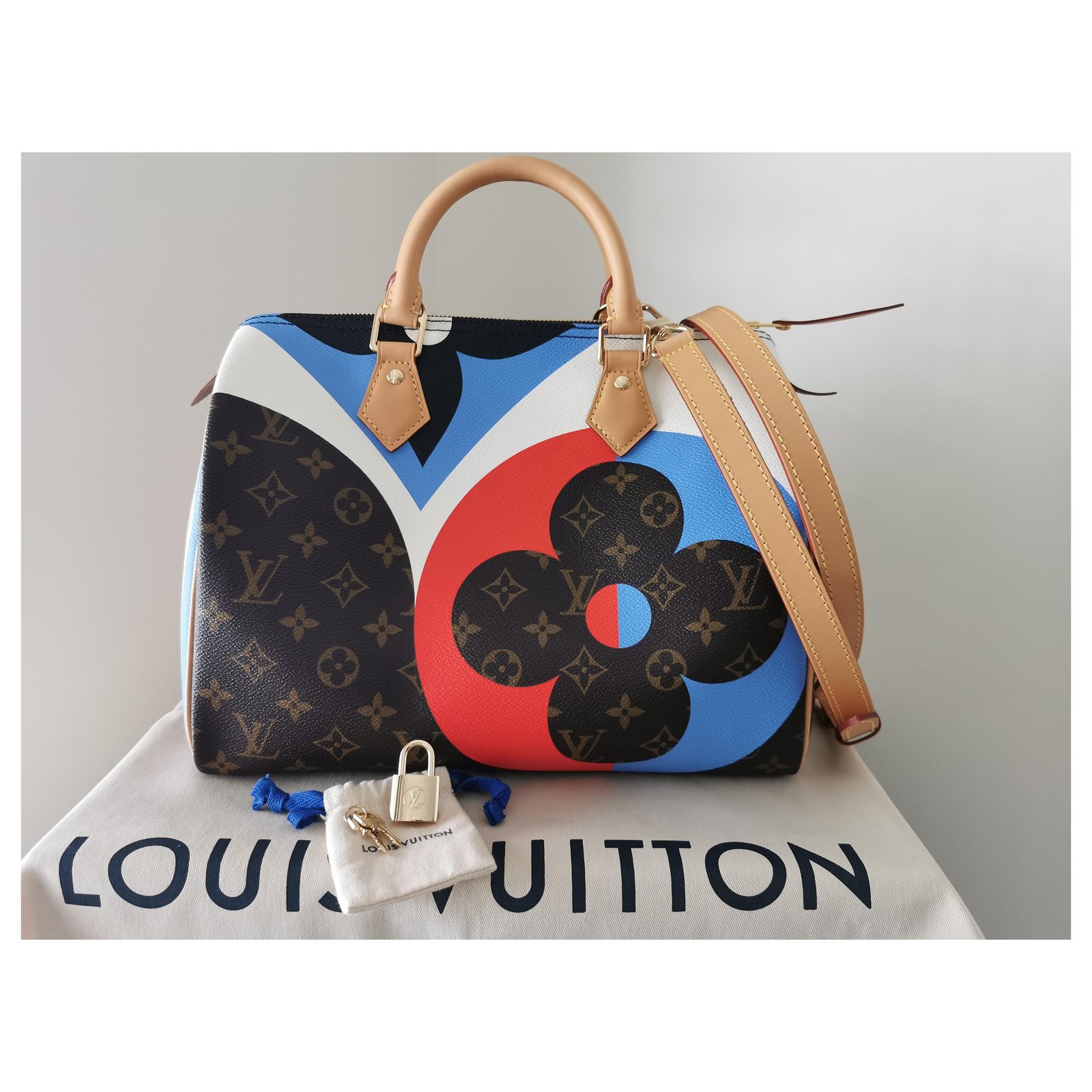 Louis Vuitton Speedy 30 limited graffiti Multiple colors Leather Cloth  ref.651872 - Joli Closet