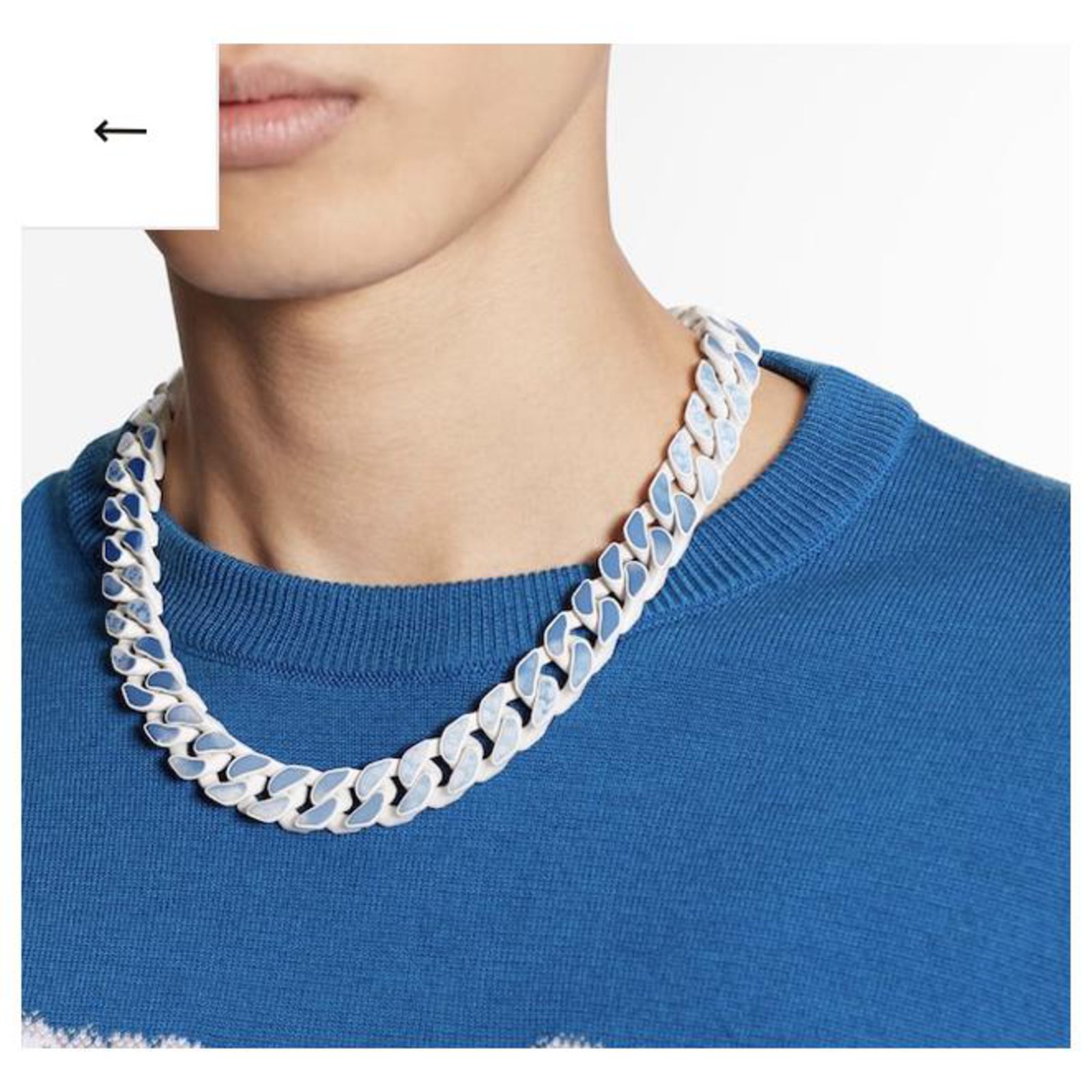 Louis Vuitton Cuban Chain Necklace Blue in Metal/Enamel with