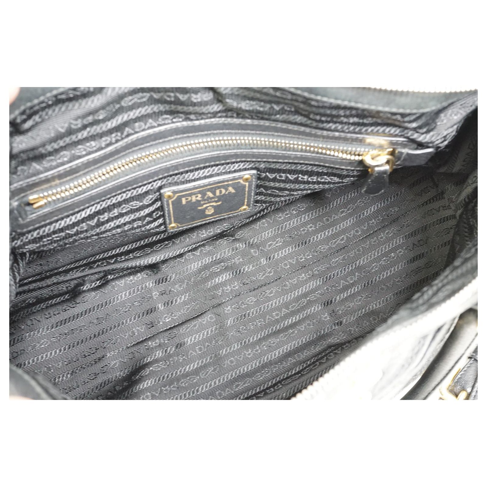 Prada Black Vitello Daino Bauletto Handbag QNB526ABKB000