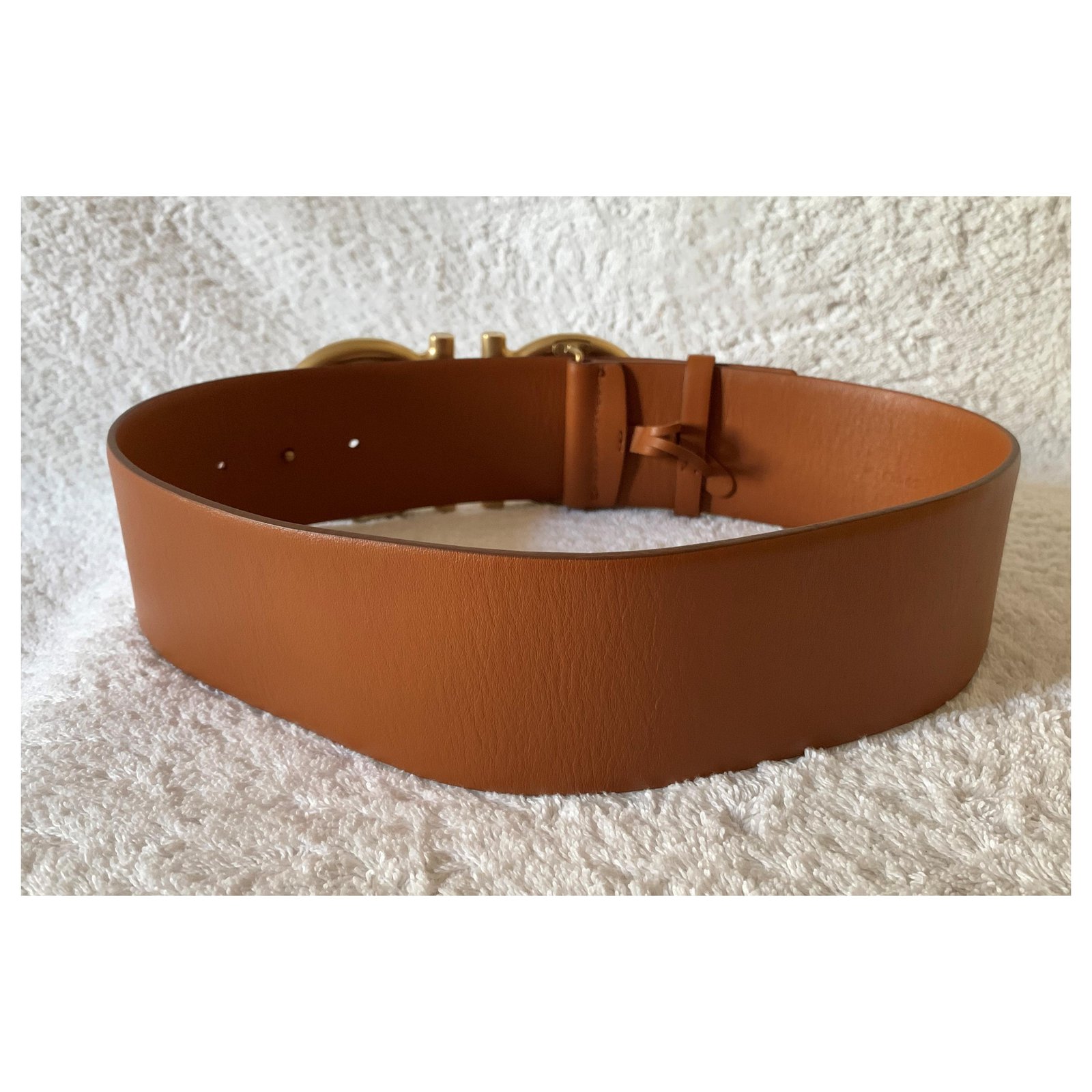 Salvatore Ferragamo Caramel leather logo belt Chestnut ref.251961 ...