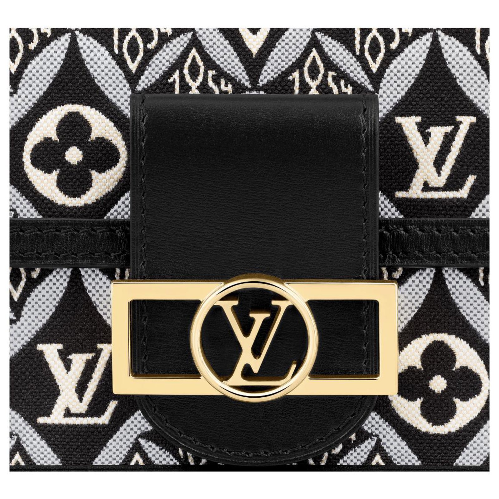 Louis Vuitton Dauphine 1854 MM Leather Trimmed Canvas Wallet On Chain Bag