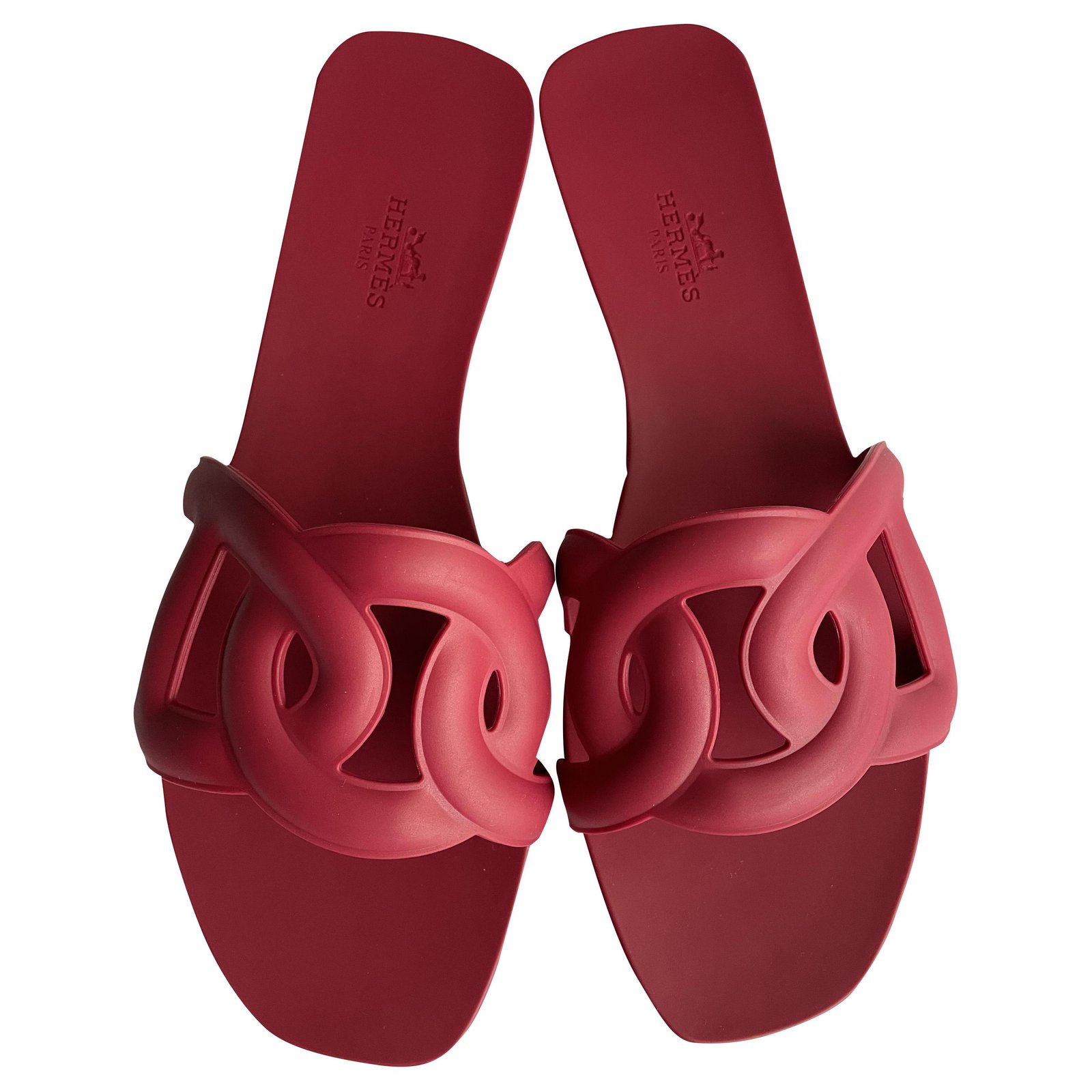 Hermès Aloha Rubber Sandals in Rose Baie Dark red ref.253601 - Joli Closet
