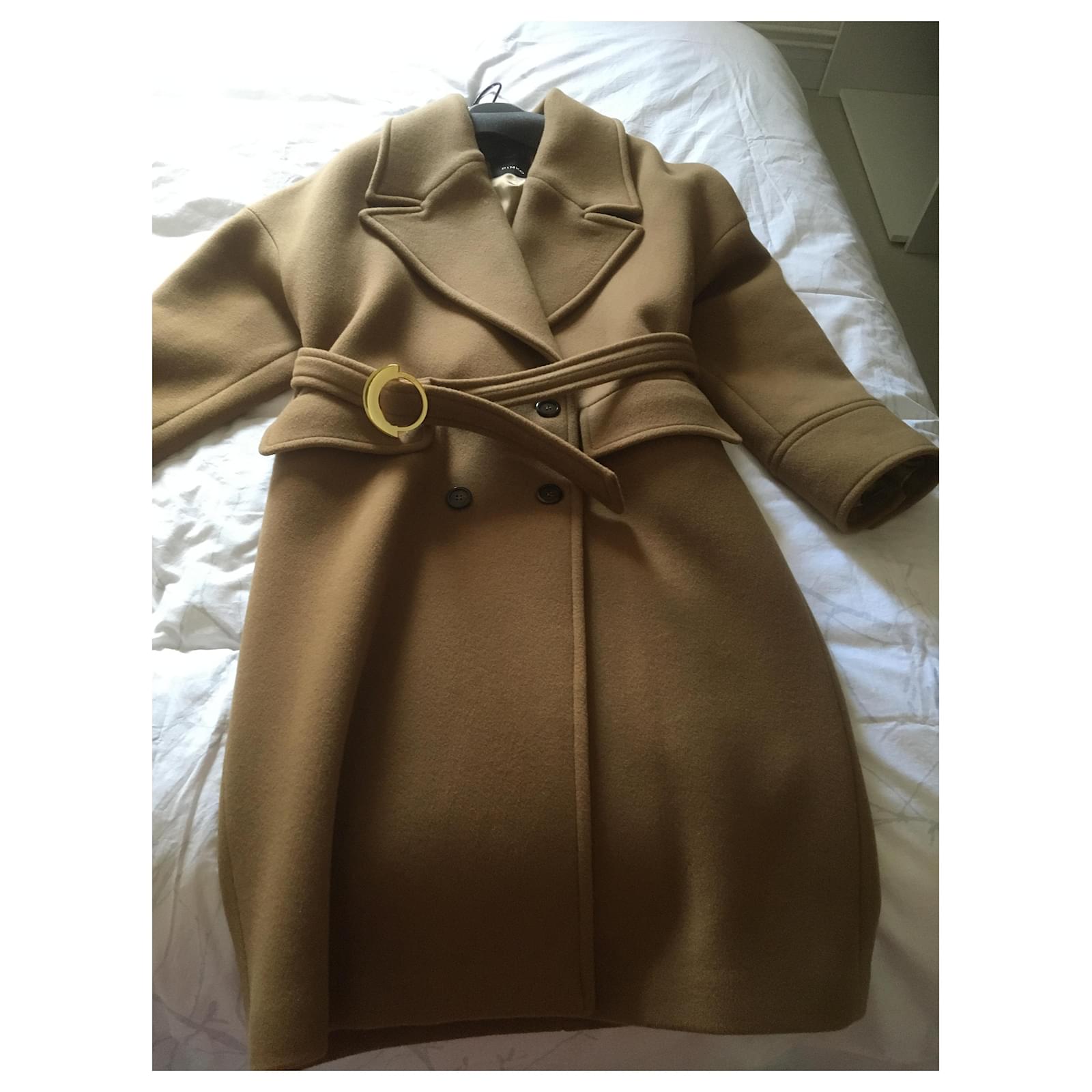 Pinko Coats, Outerwear Cognac Wool Joli Closet