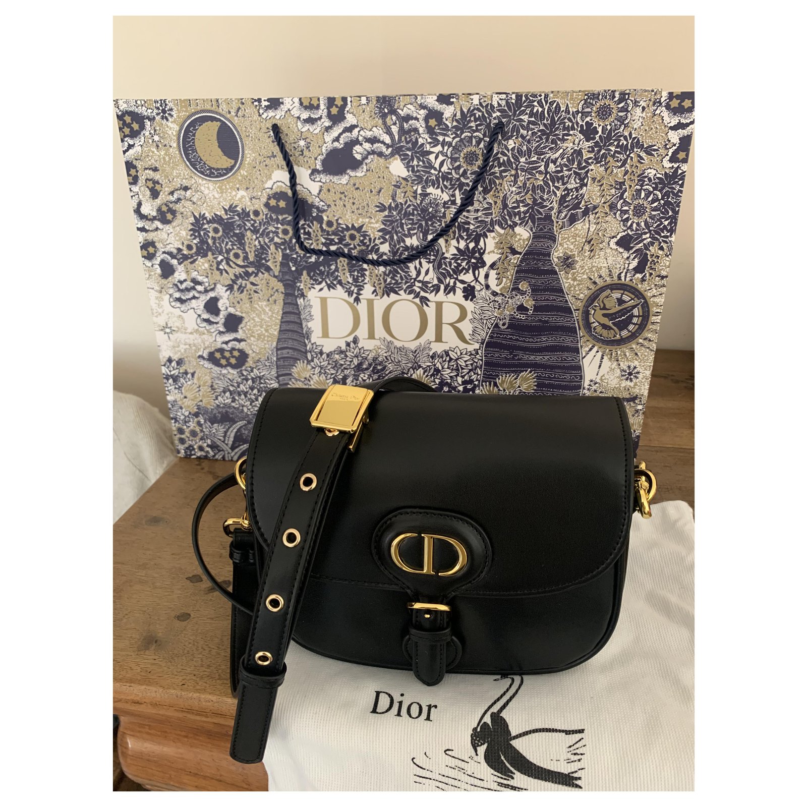 Dior Bobby bag Black White Leather ref.670911 - Joli Closet