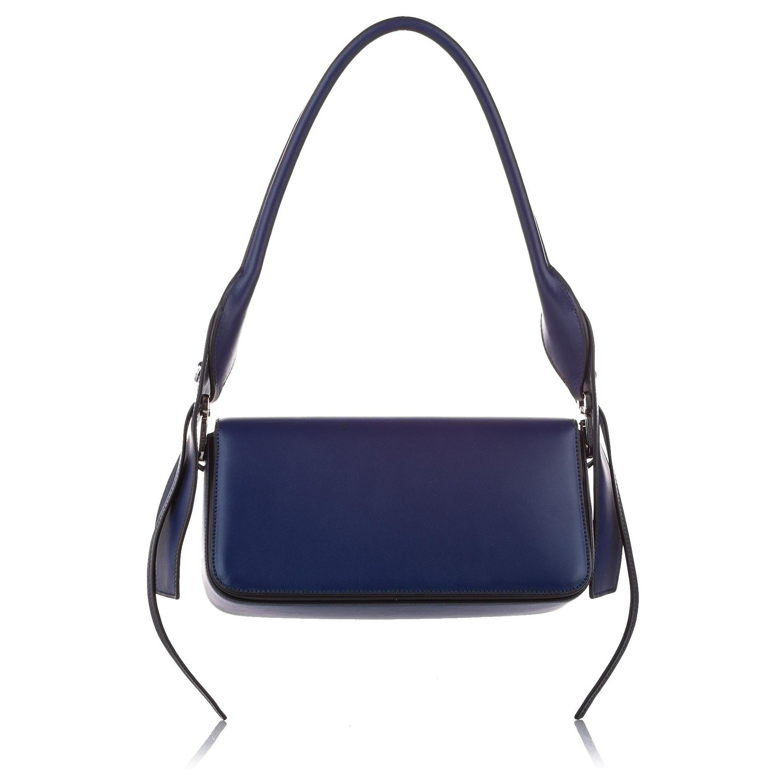 Prada Blue Manuelle Leather Shoulder Bag Pony style calfskin ref