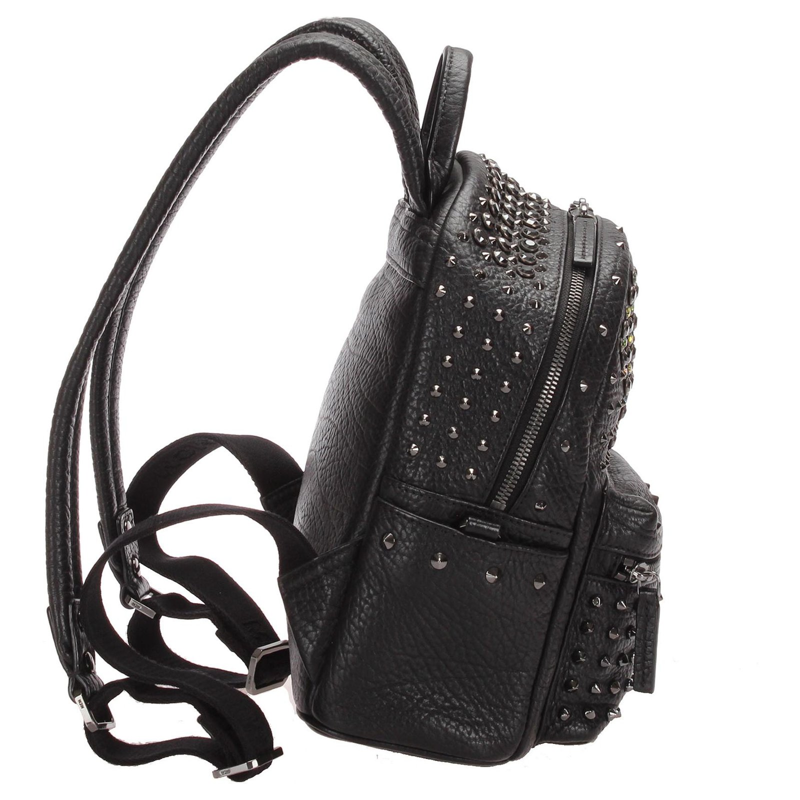 MCM Black Studded Leather Chain Shoulder Bag Pony-style calfskin ref.234075  - Joli Closet