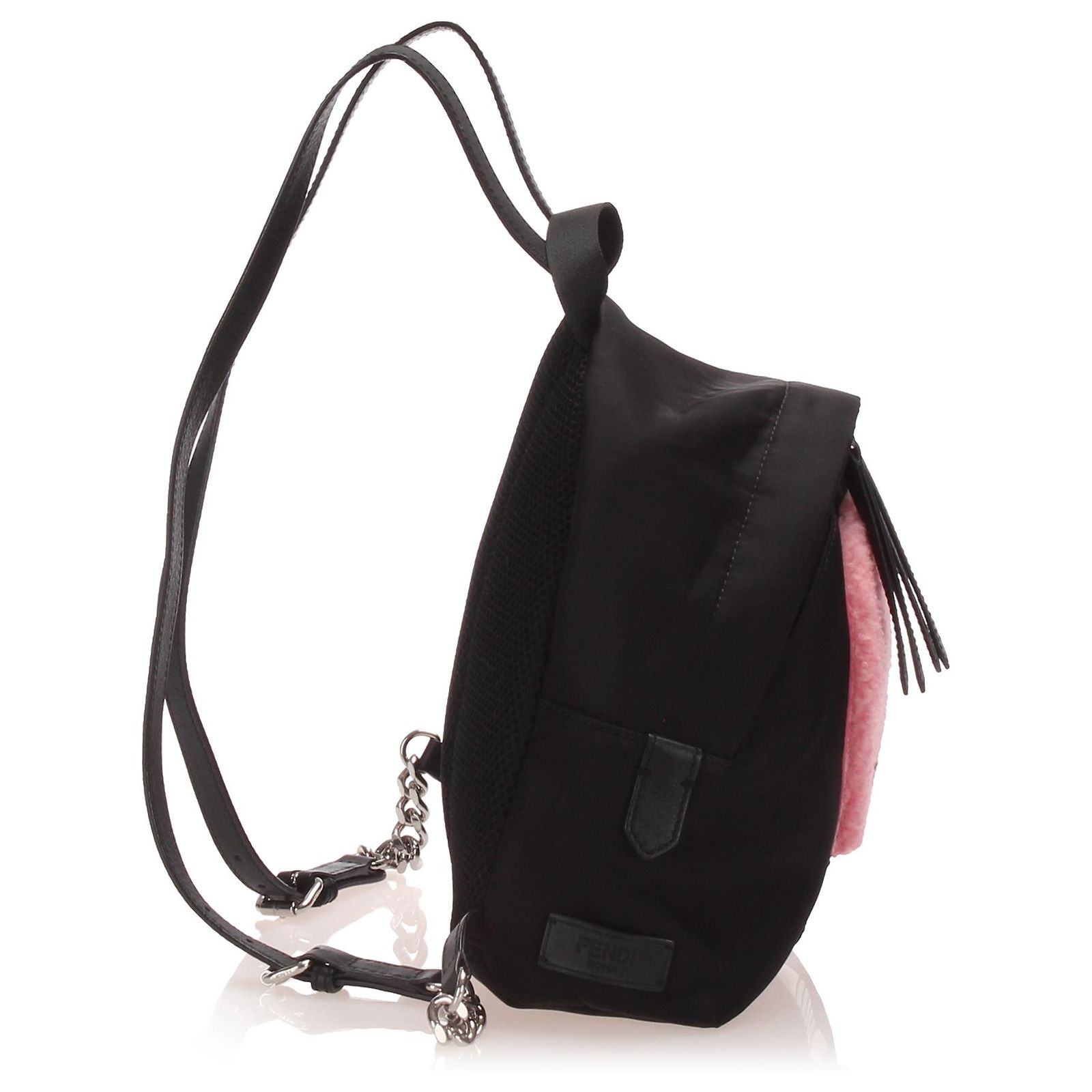 Fendi Black Light Bulb Shearling Nylon Backpack Multiple 