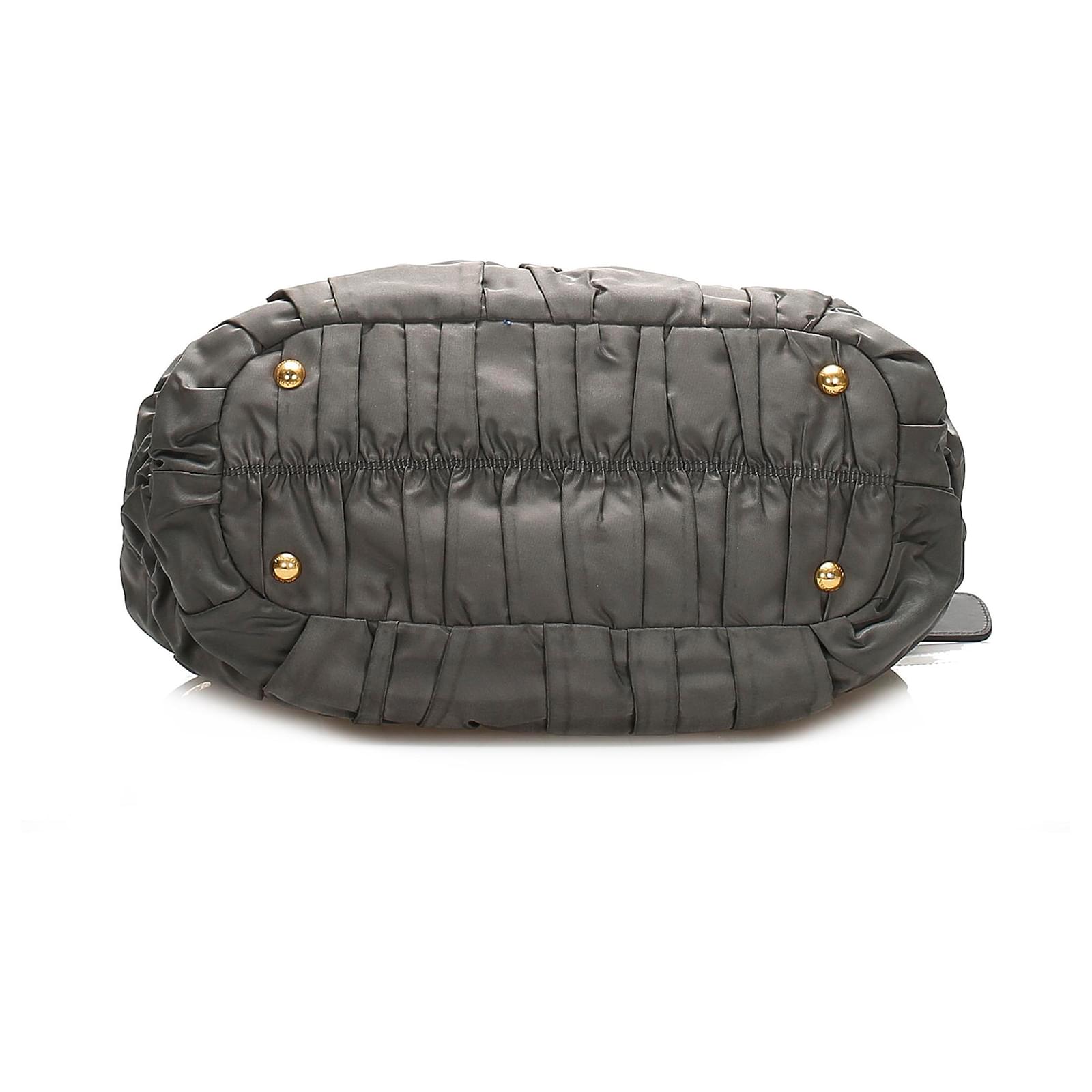 Prada Gray Tessuto Gaufre Satchel Grey Leather Pony Style Calfskin Nylon Cloth Ref 2562 Joli Closet