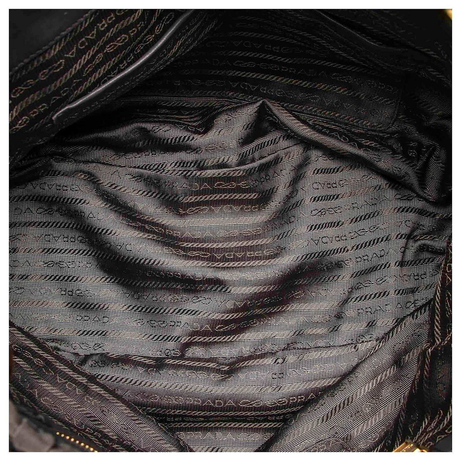 Prada Gray Tessuto Gaufre Satchel Grey Leather Pony Style Calfskin Nylon Cloth Ref 2562 Joli Closet