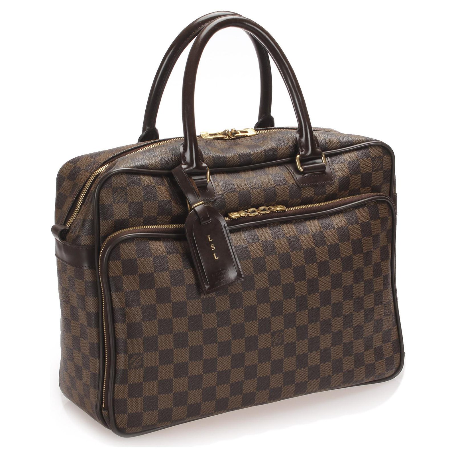 Louis Vuitton Brown Damier Ebene Icare Laptop Bag Leather Cloth ref.256292  - Joli Closet