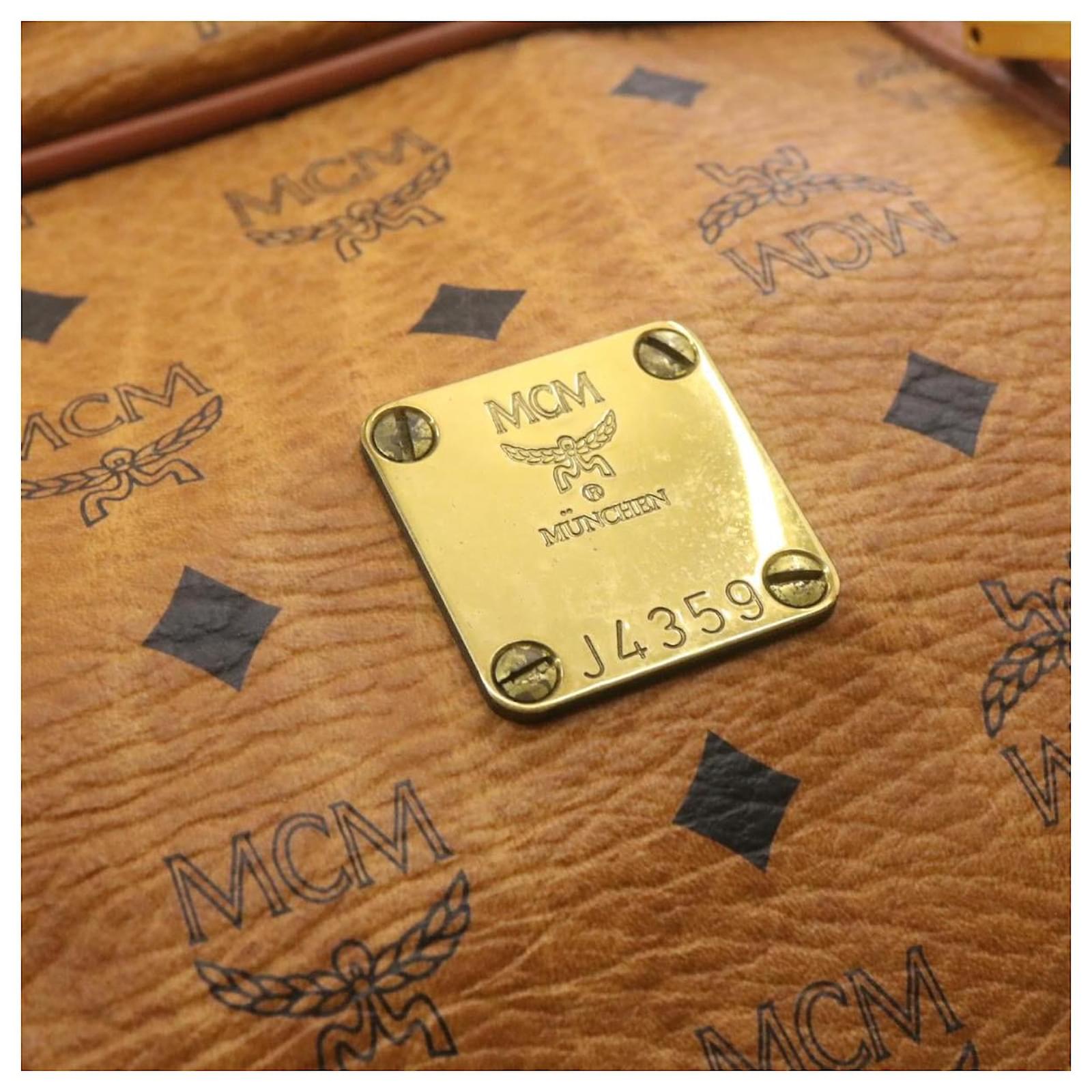 Original Mcm Serial Number Mcm Bag MCM Travel Bag Brown Leather
