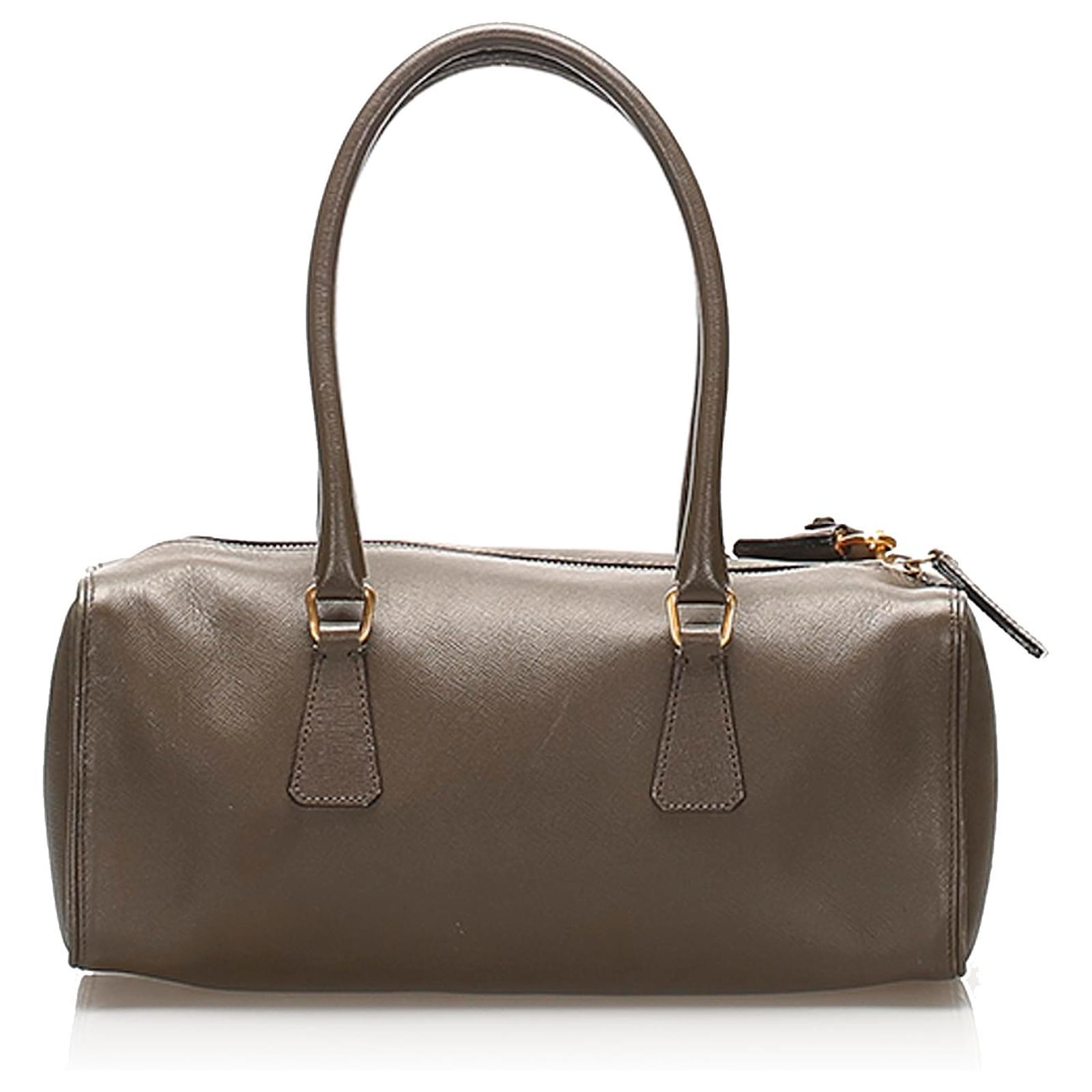 Prada Brown Saffiano Boston Bag Leather Pony-style calfskin