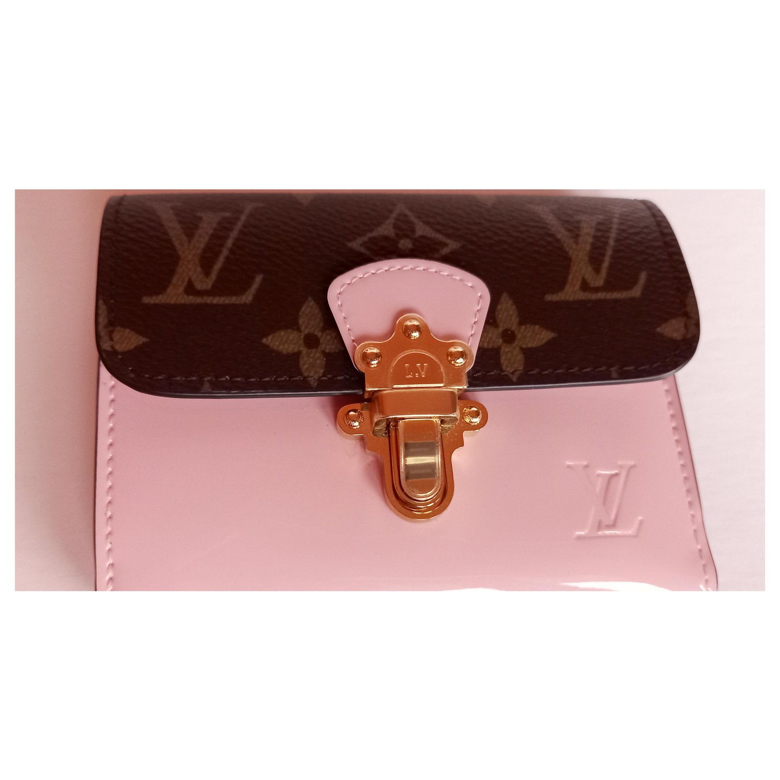 Louis Vuitton Cherrywood compact wallet Pink Varnish ref.283666