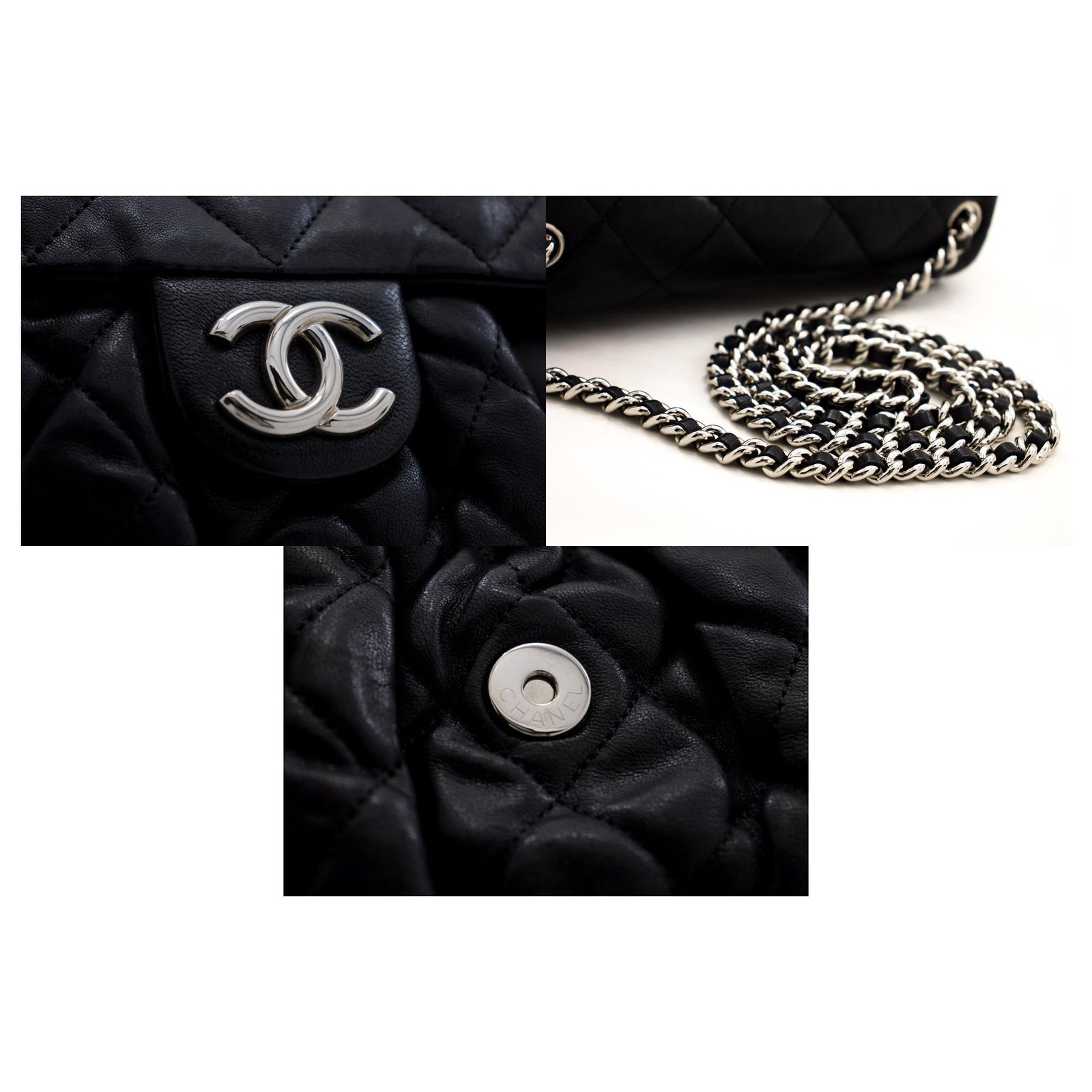 Chanel Black Quilted Lambskin Leather Chain Around Clutch with, Lot #58068