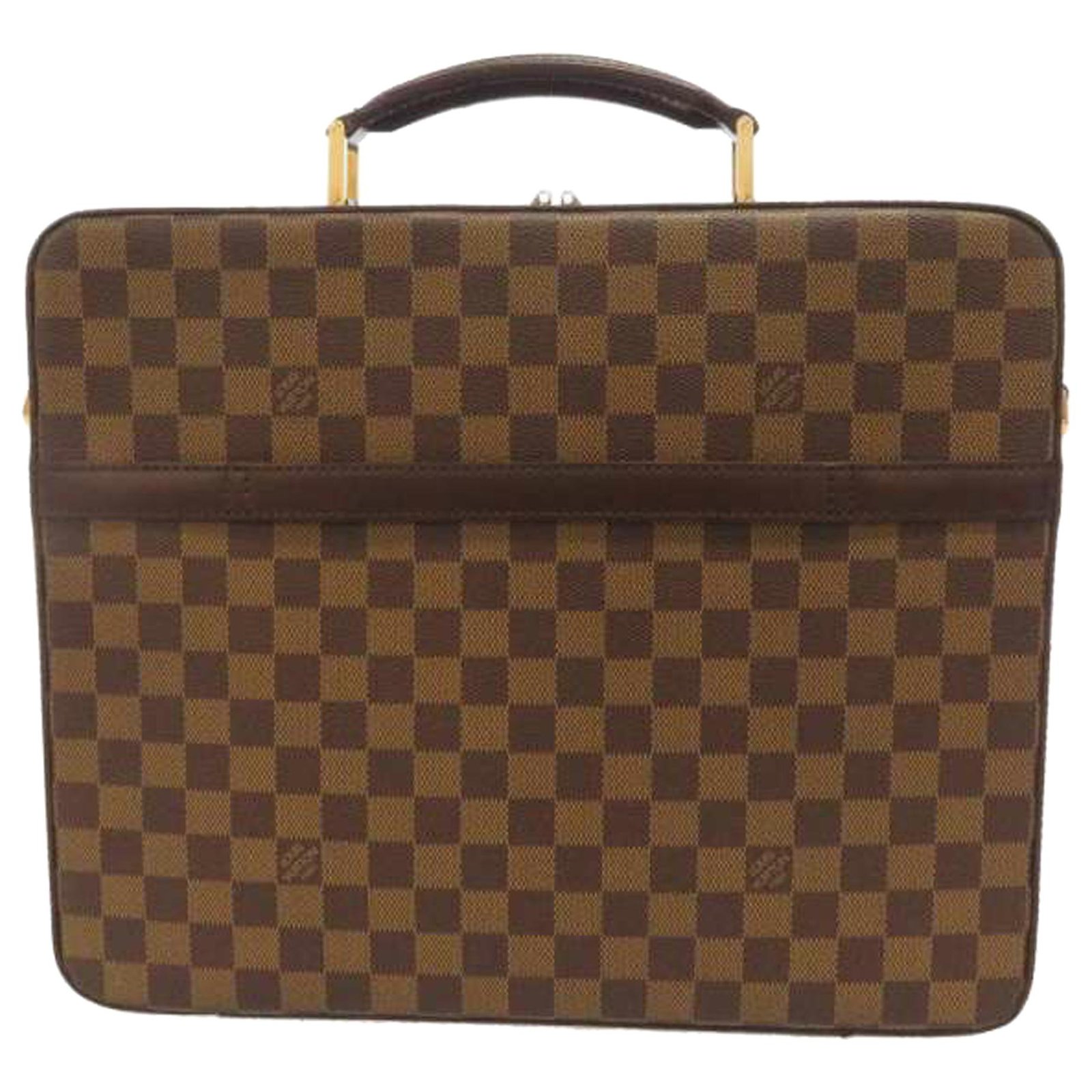 Louis Vuitton Brown Damier Ebene Porte Ordinateur Sabana Leather Cloth  ref.258168 - Joli Closet
