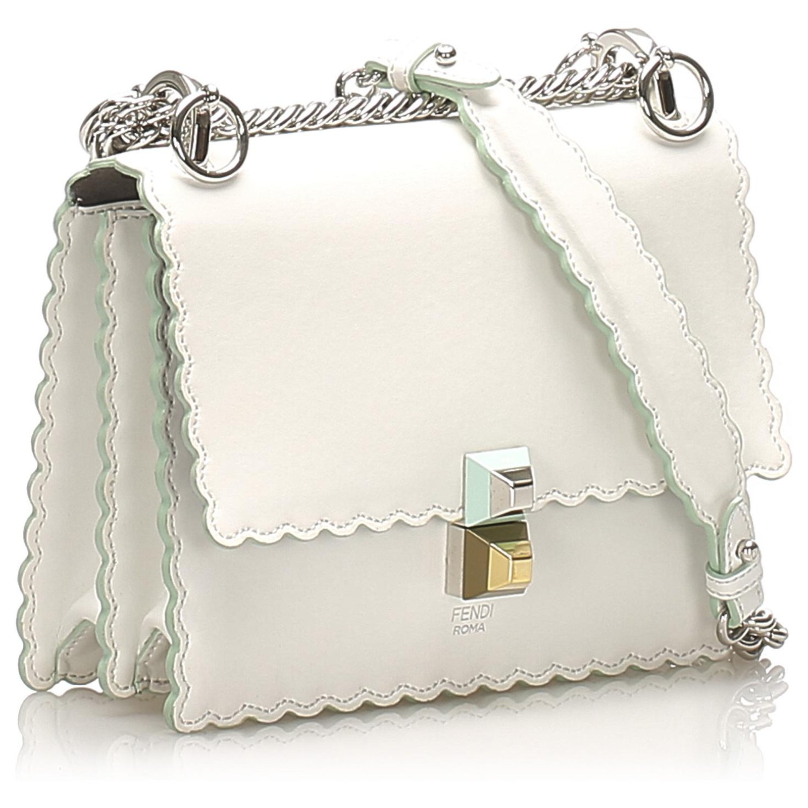 Fendi Vintage woven leather shoulder bag White ref.284083 - Joli