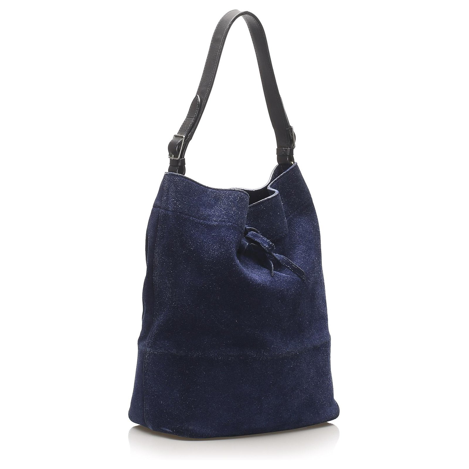 Céline NEW CELINE BUCKET BIG BAG SMALL BLUE LEATHER + HAND BAG POUCH  ref.411308 - Joli Closet