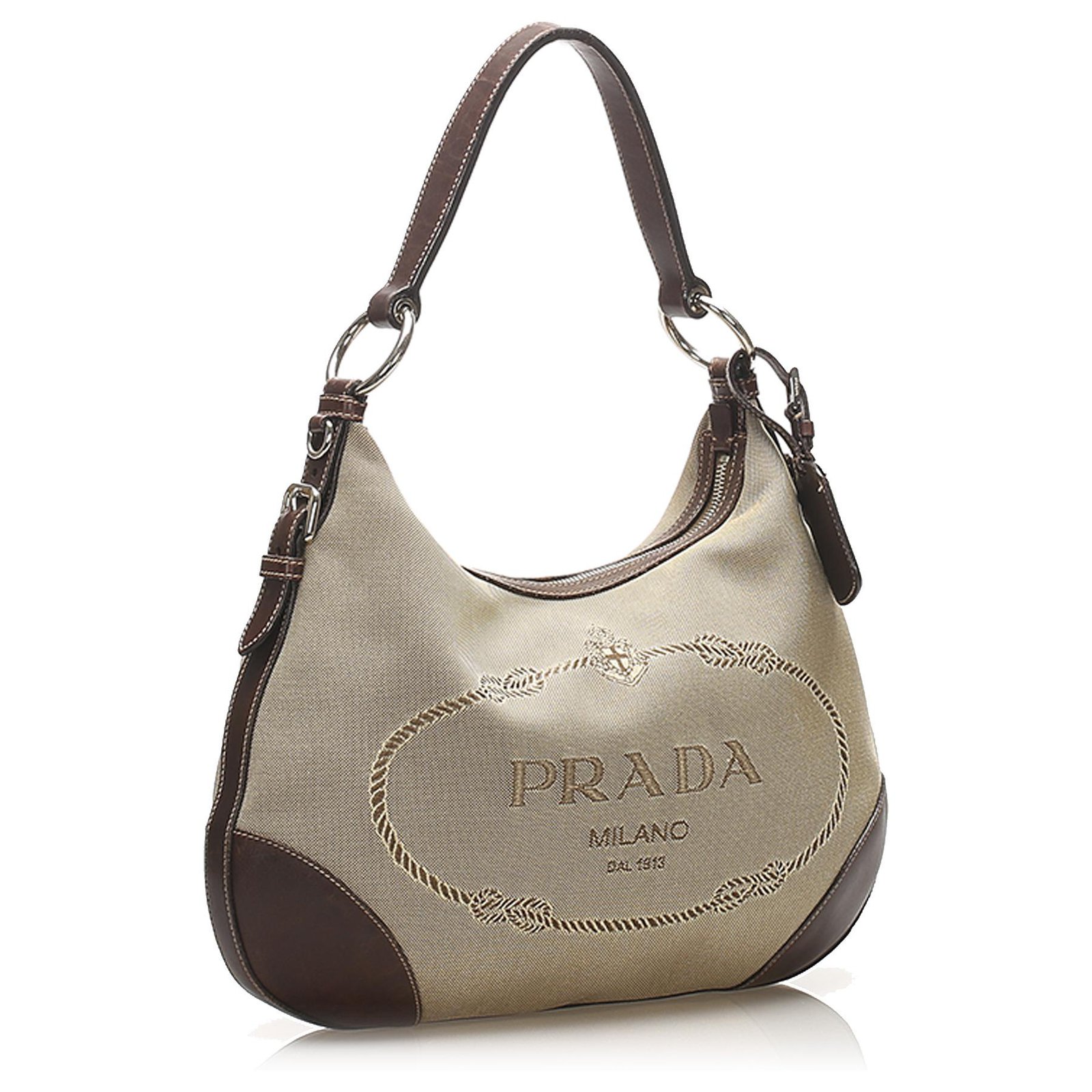 Prada Brown Denim Chain Shoulder Bag Beige Cloth ref.213014 - Joli Closet