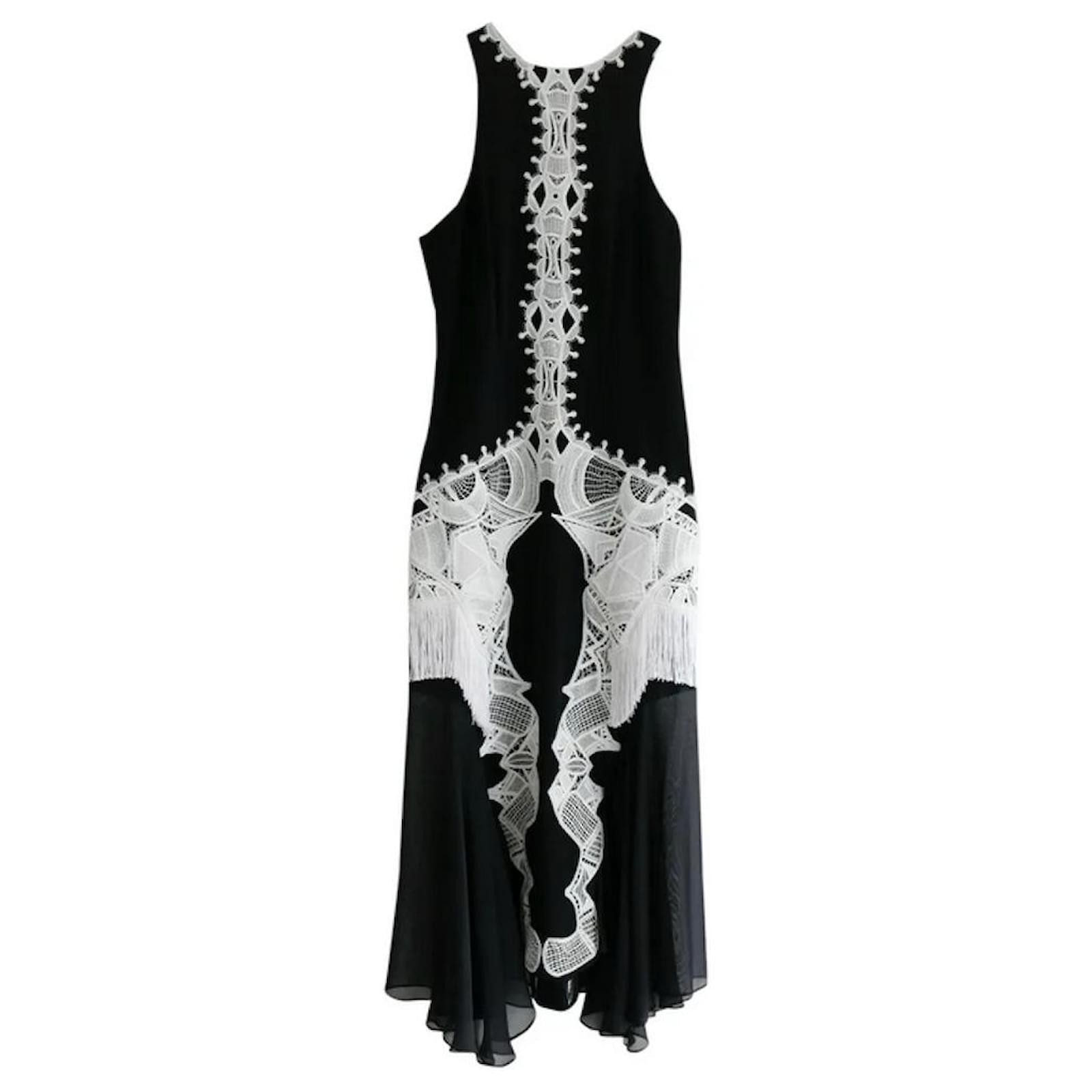 White Lace Trim Dress Synthetic 