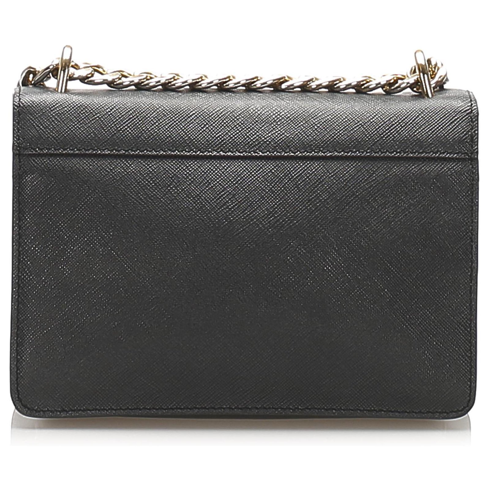 Prada Saffiano Chain Lock Shoulder Bag Black Leather Pony-style calfskin  ref.971569 - Joli Closet