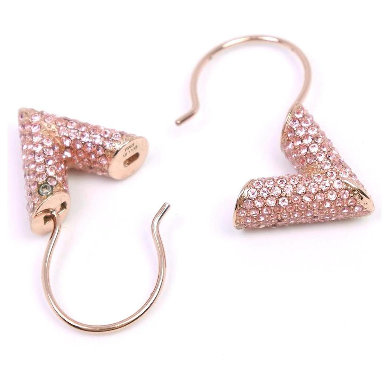 Boucles D'oreilles Cœur Zircon - Plaqué Or Rose, Cristal, Dormeuses, Neuves Avec étiquette