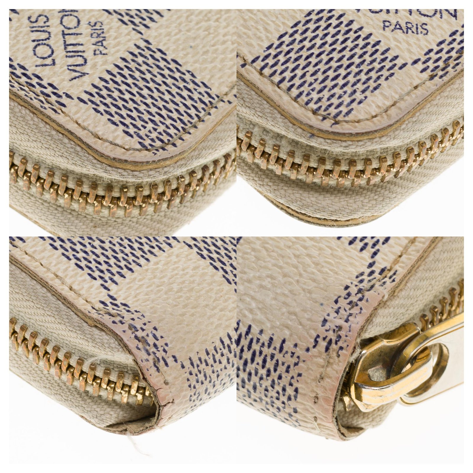 Louis Vuitton Zippy, checkered azure. Beige Cloth ref.433426 - Joli Closet