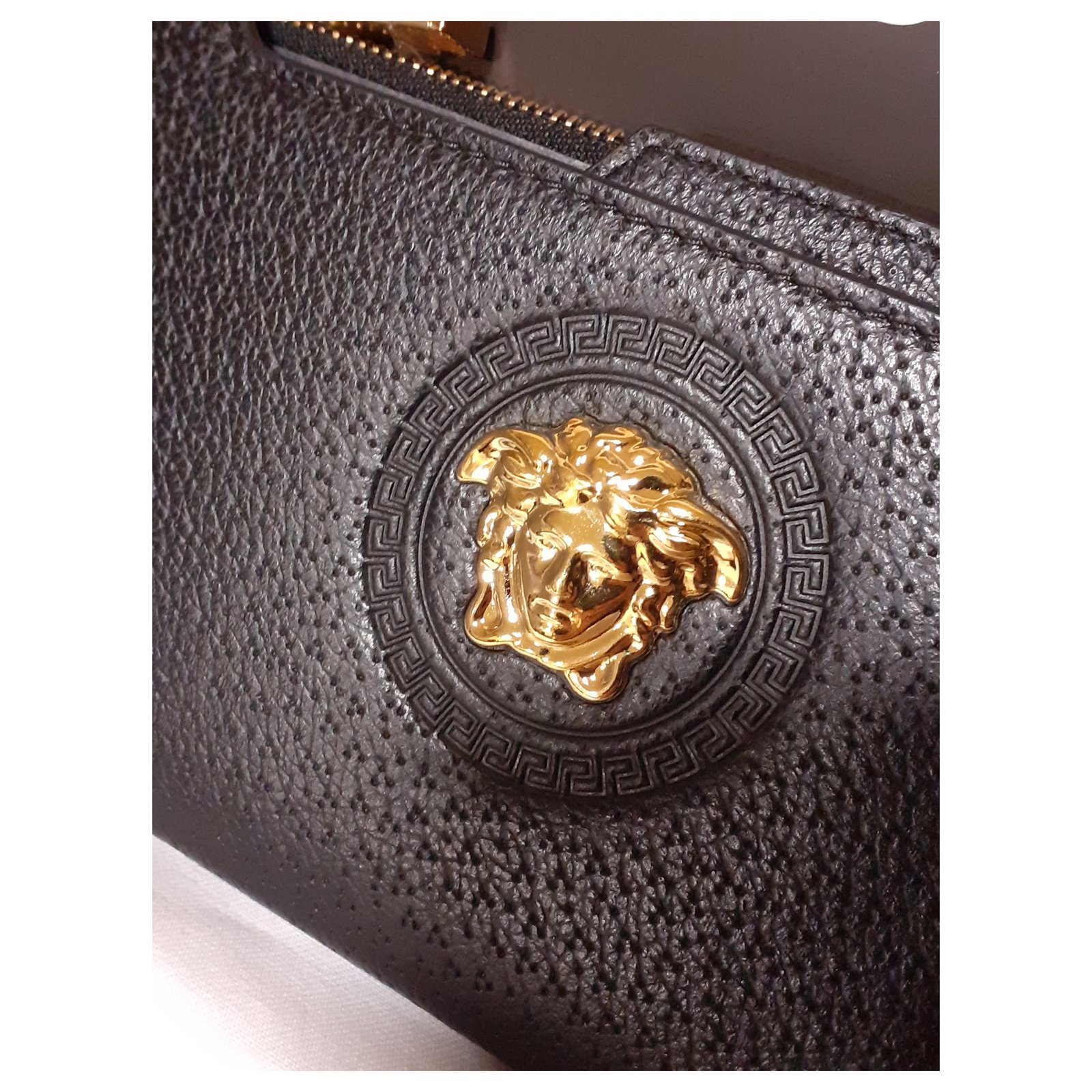 Versace Black 'La Medusa' Half Zip Wallet – BlackSkinny