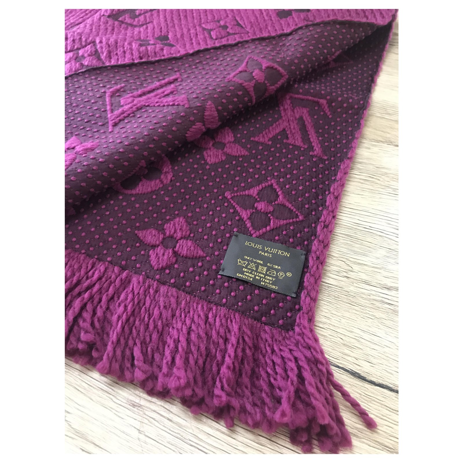 Logomania wool scarf Louis Vuitton Purple in Wool - 35385774