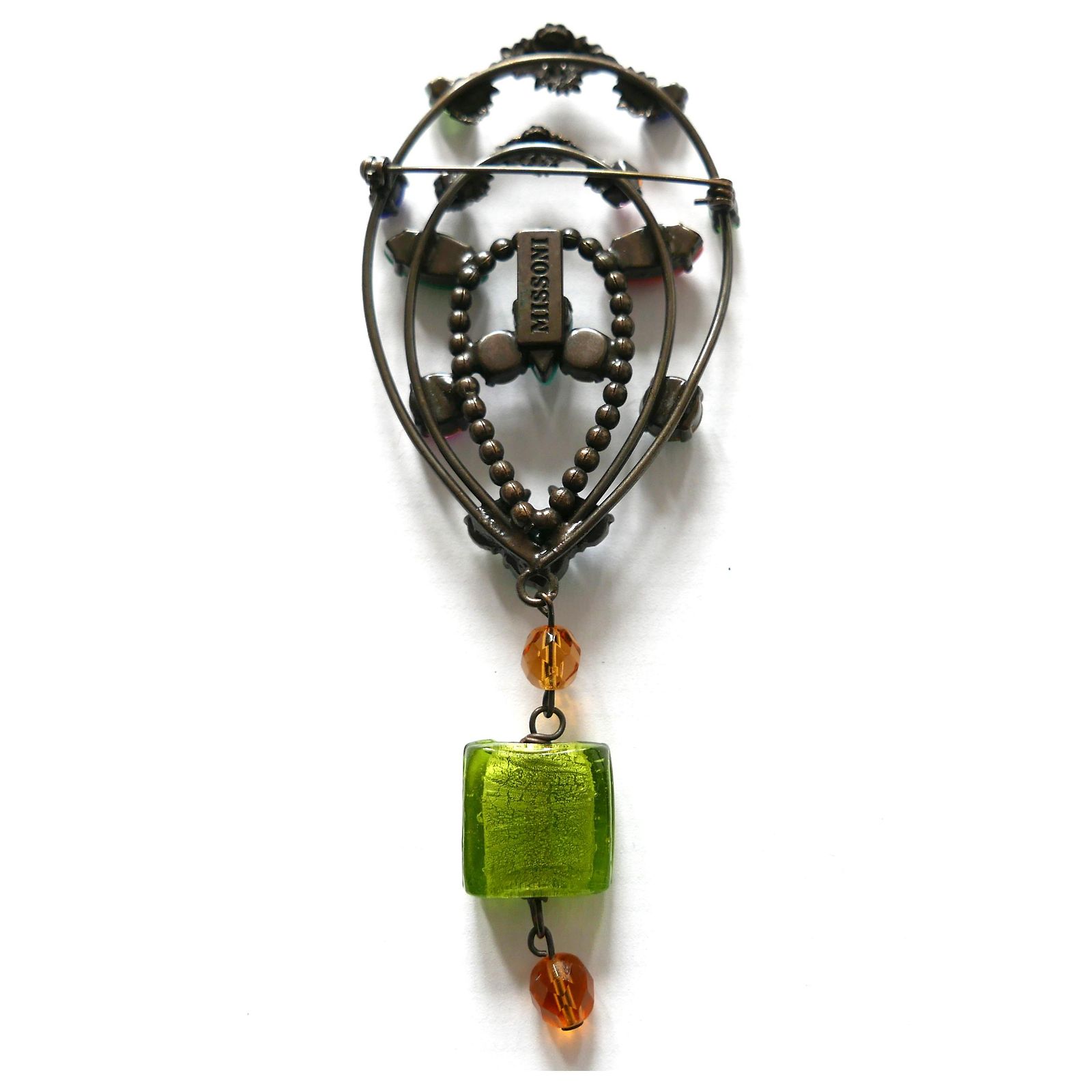 Broche Vintage Ancienne – Cristaux Multicolores – Estampillée, Circa 1925 – Bijou Fantaisie Pour Femme