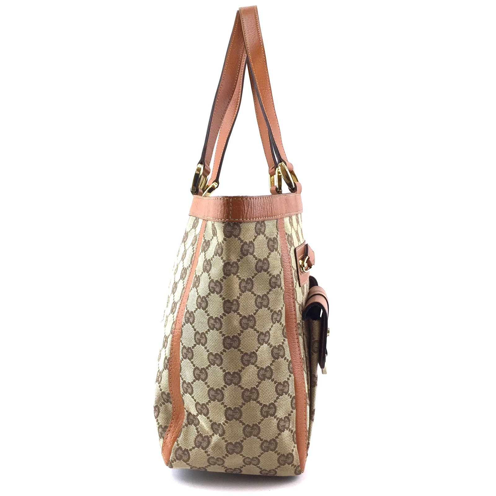 Gucci Abbey Tote Beige Tan Canvas and Leather ref.261160 - Joli Closet