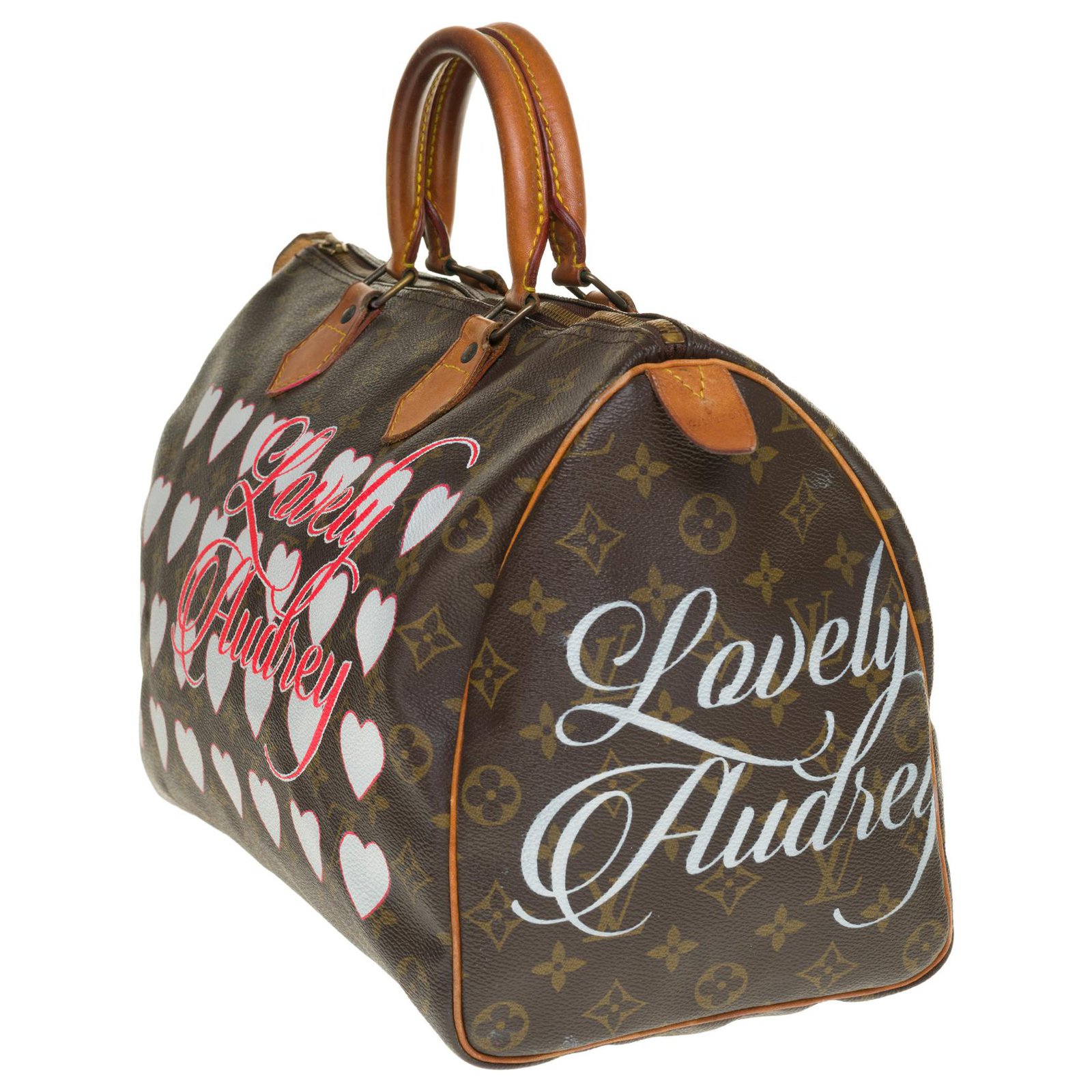Superb Louis Vuitton Speedy bag 35 in custom monogram canvas 