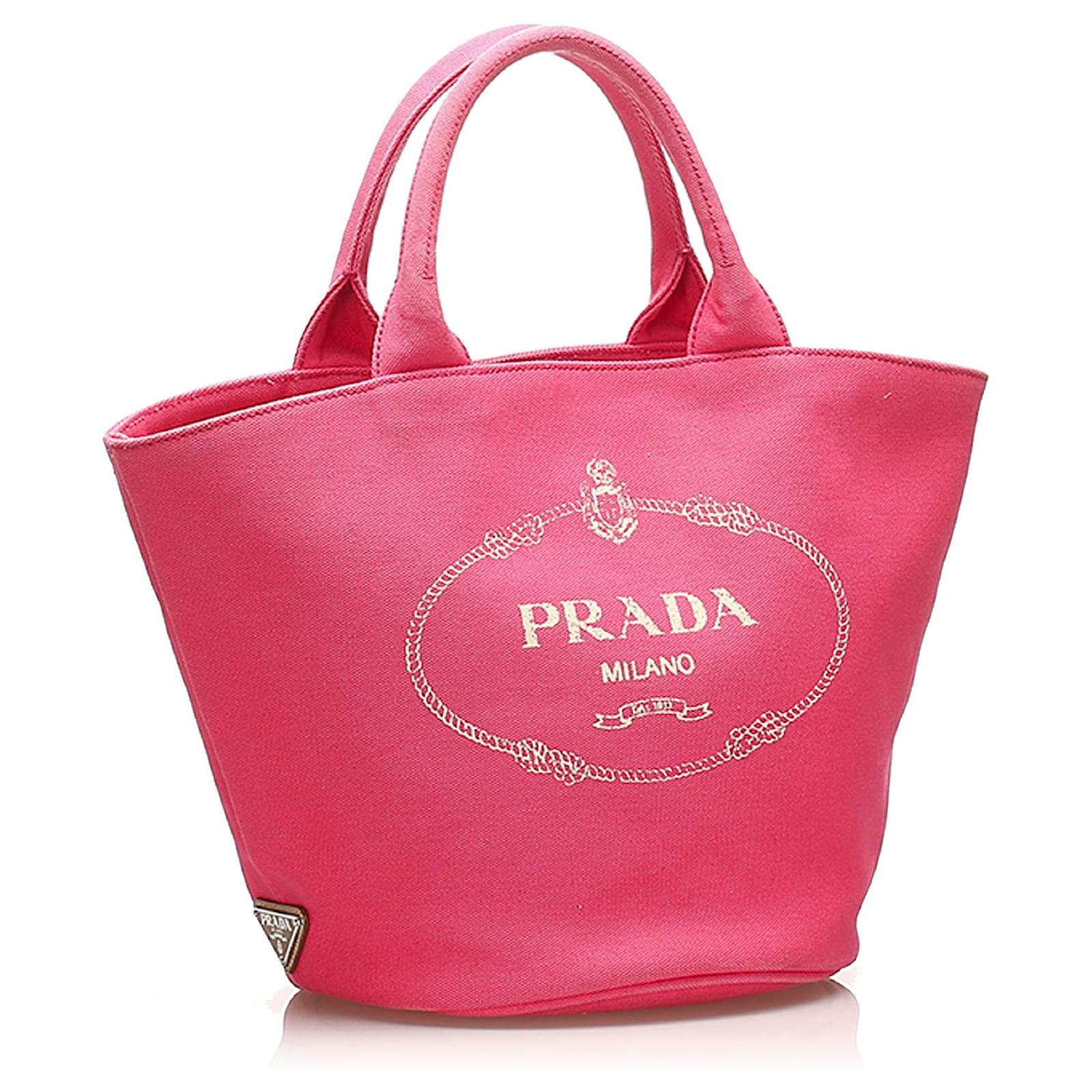 prada pink canvas tote